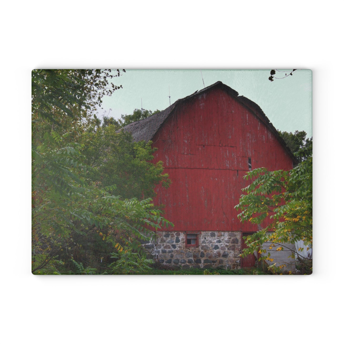 U R There Photography Brown Road Hidden Red II Rustic Farmhouse Tempered-Glass Cutting Board