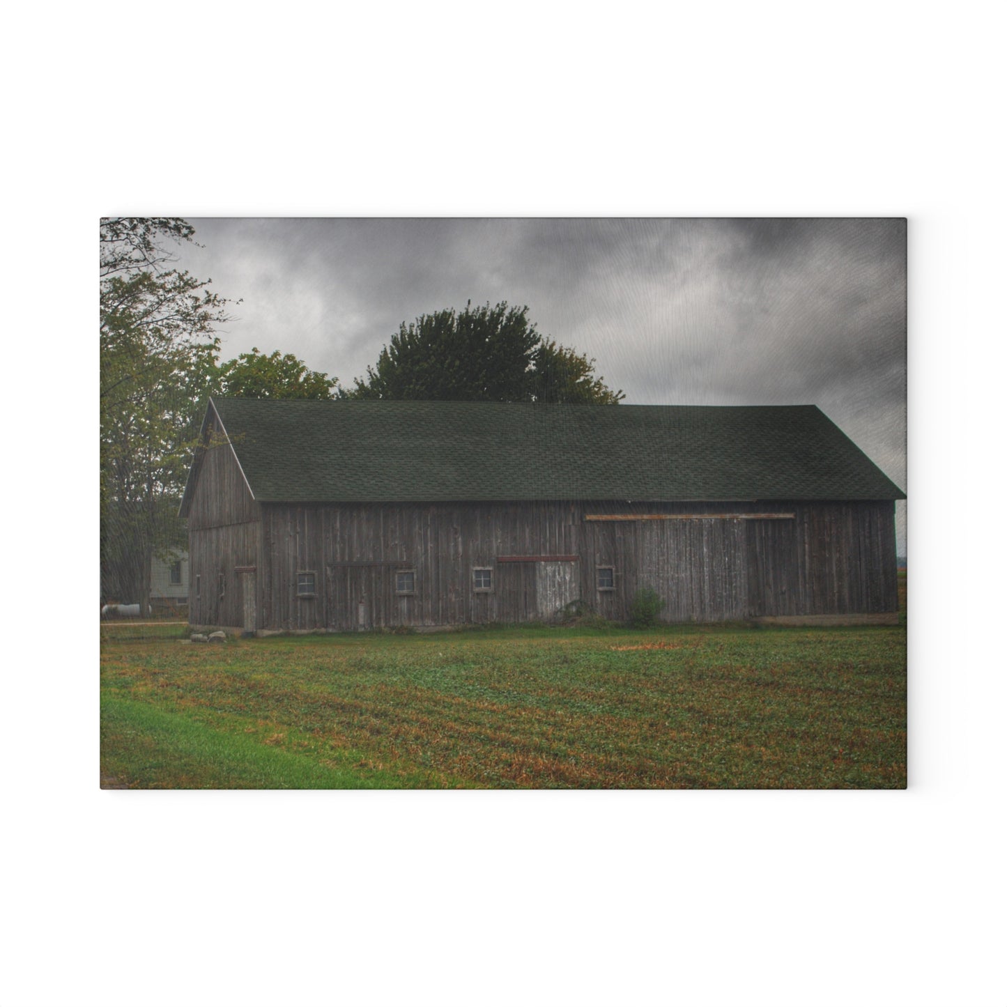 U R There Photography Weaver Road Grey Rustic Farmhouse Tempered-Glass Cutting Board