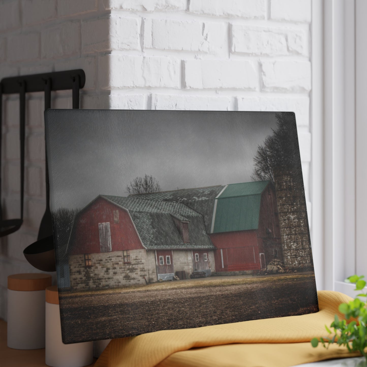 U R There Photography Arbela Reds Rustic Farmhouse Tempered-Glass Cutting Board