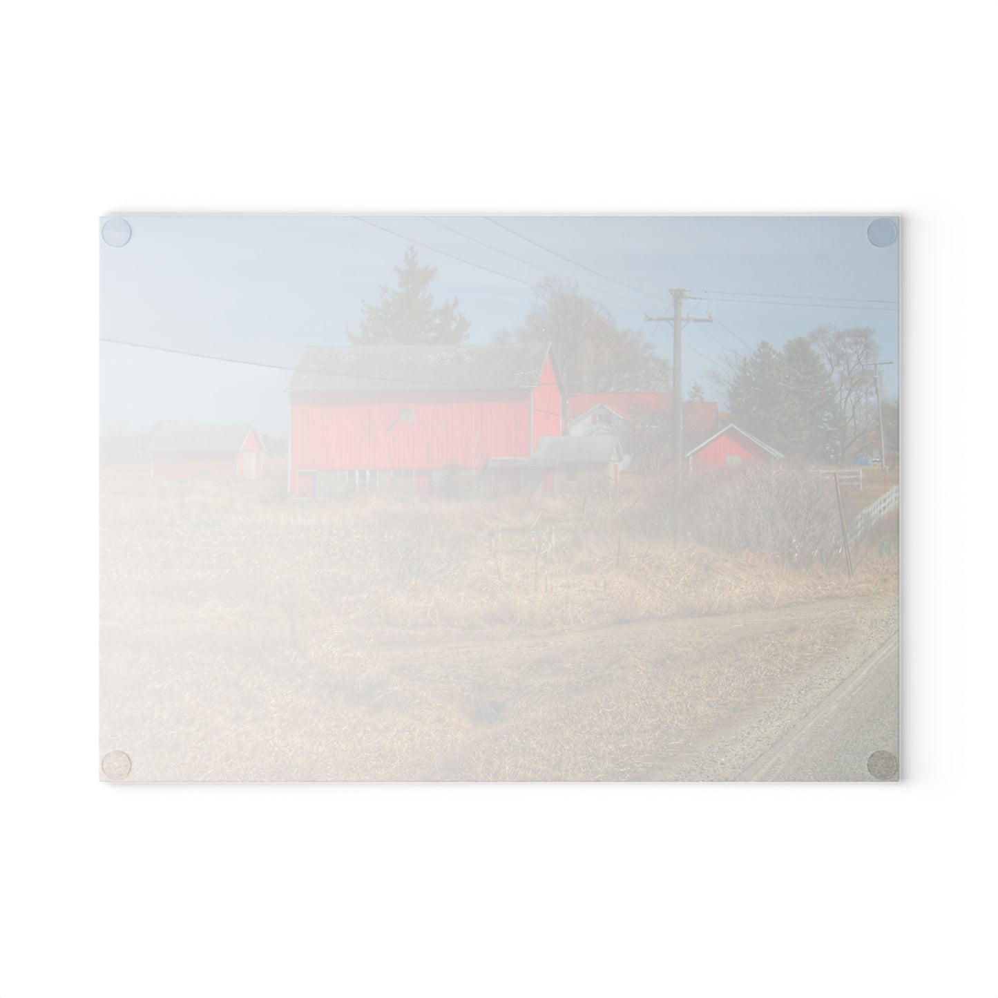 U R There Photography West Brown Road Red Rustic Farmhouse Tempered-Glass Cutting Board