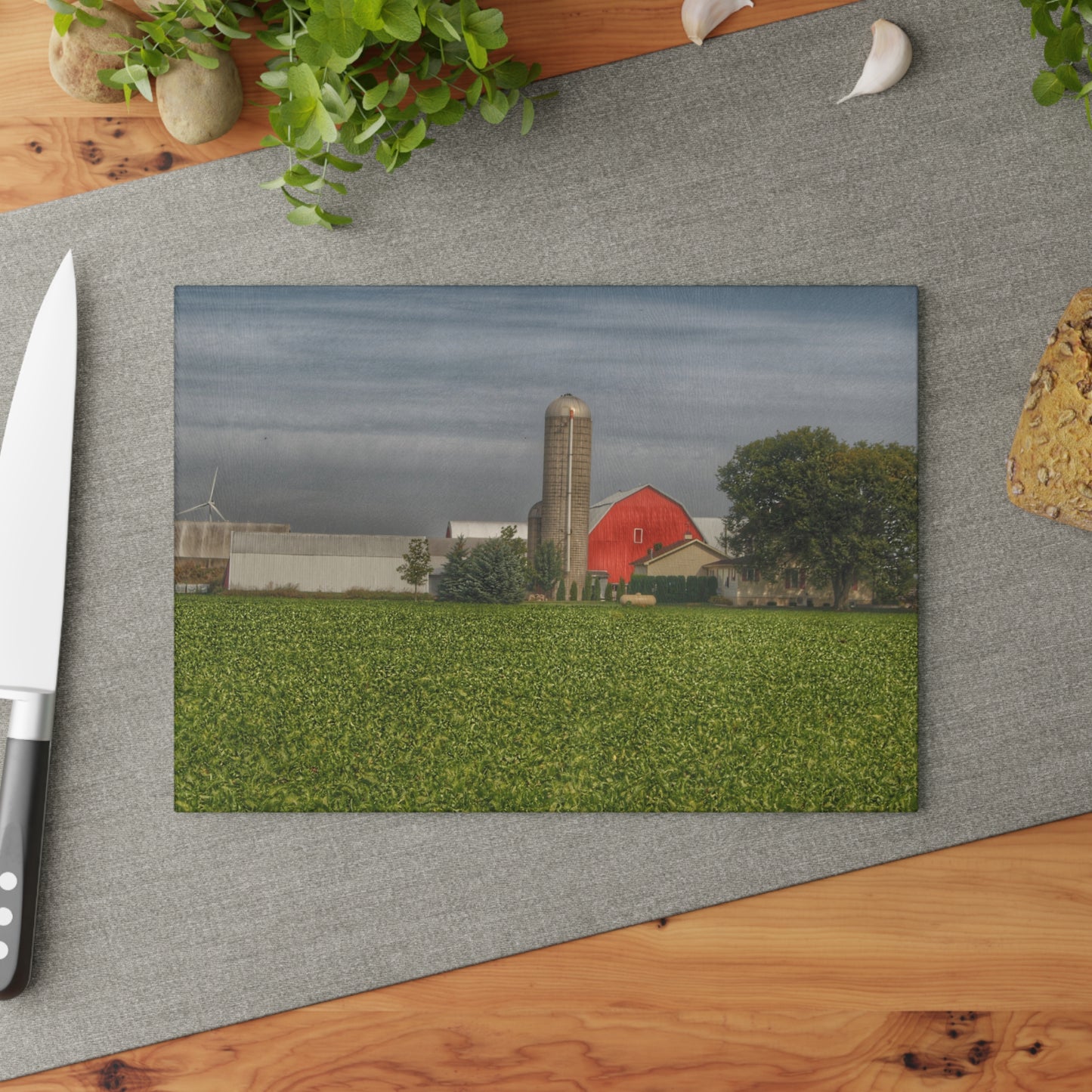 U R There Photography Richardson Road Farm Rustic Farmhouse Tempered-Glass Cutting Board