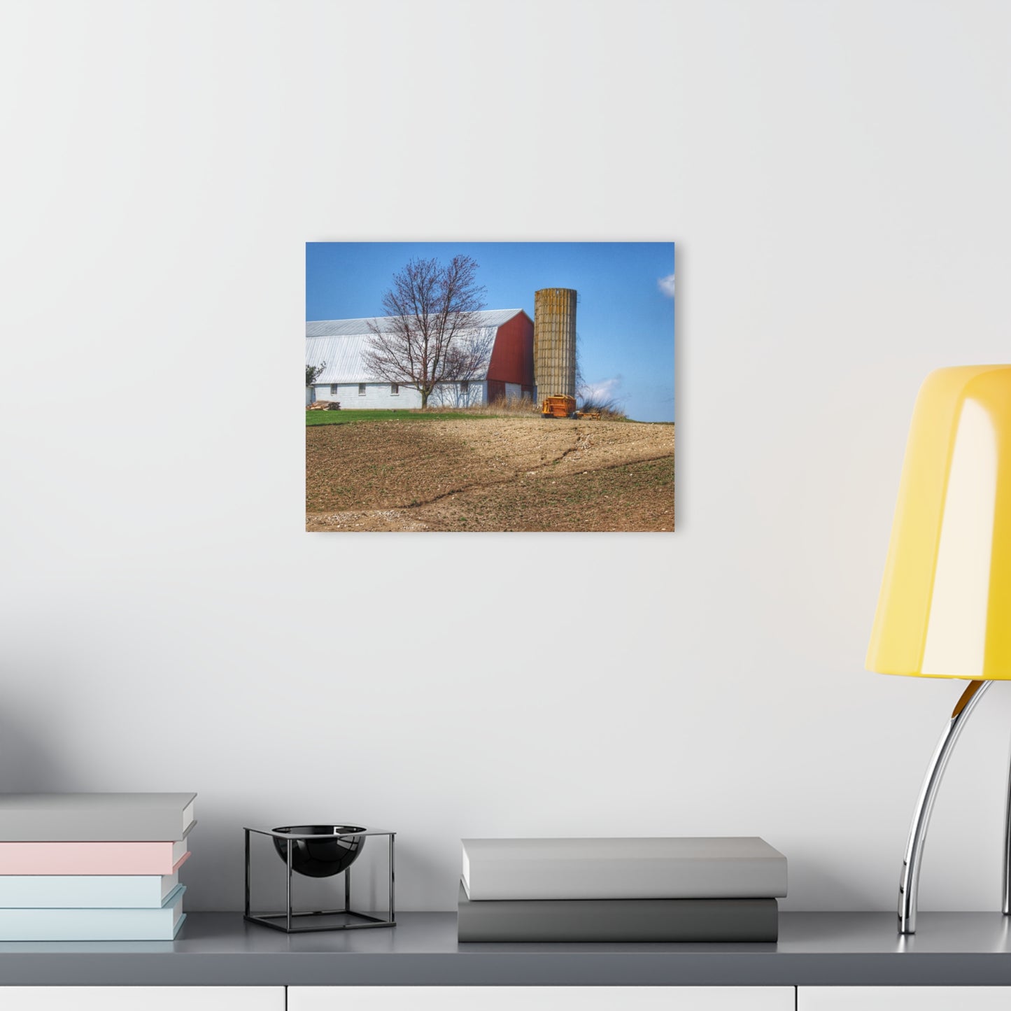 U R There Photography Shay Lake Red Rustic Farmhouse Acrylic Wall Print