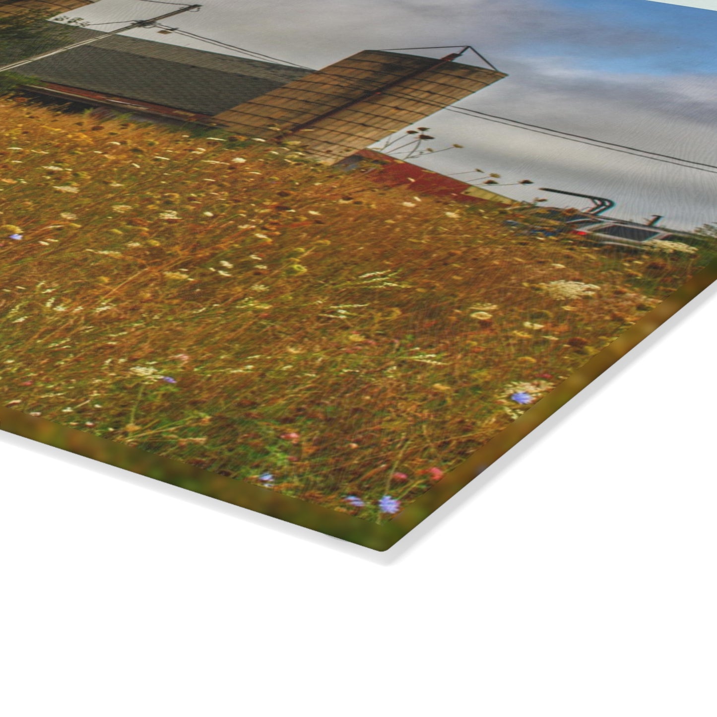 U R There Photography Brown Road Hidden Reds Rustic Farmhouse Tempered-Glass Cutting Board