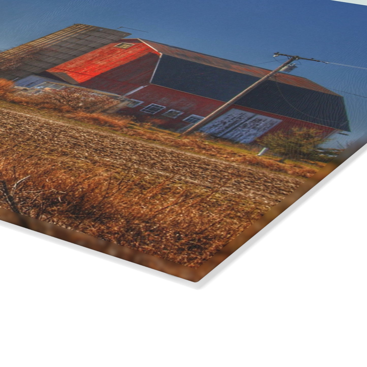 U R There Photography Applegate Road Red Rustic Farmhouse Tempered-Glass Cutting Board