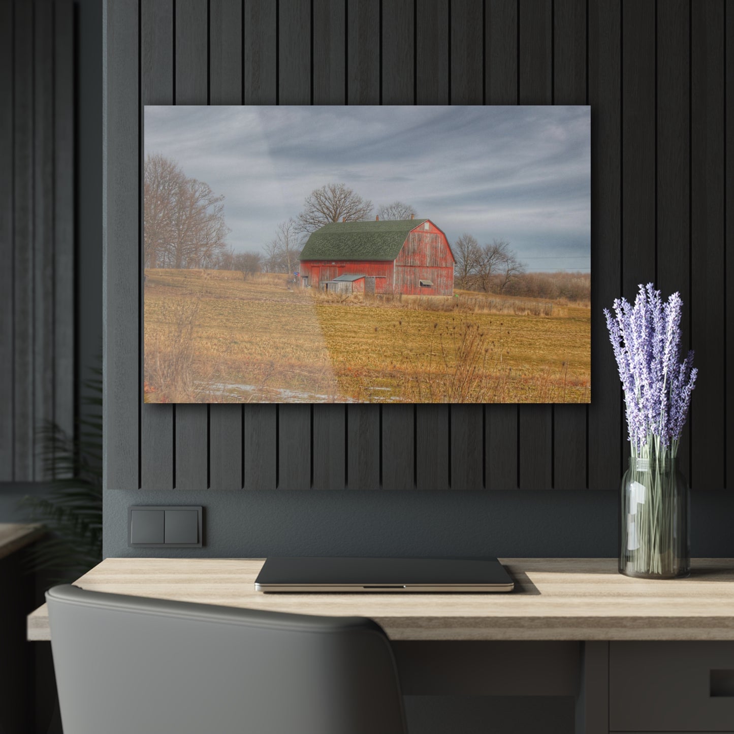 U R There Photography Clark Road Hillside Red I Rustic Farmhouse Acrylic Wall Print