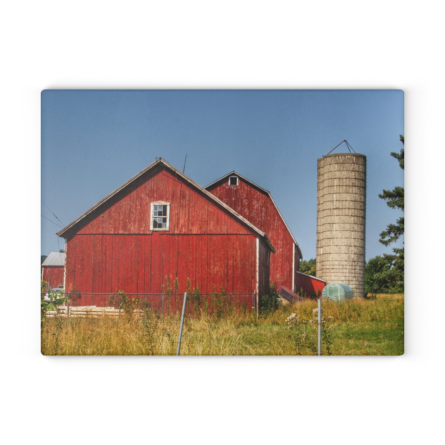 U R There Photography Shoemaker Road Reds Rustic Farmhouse Tempered-Glass Cutting Board