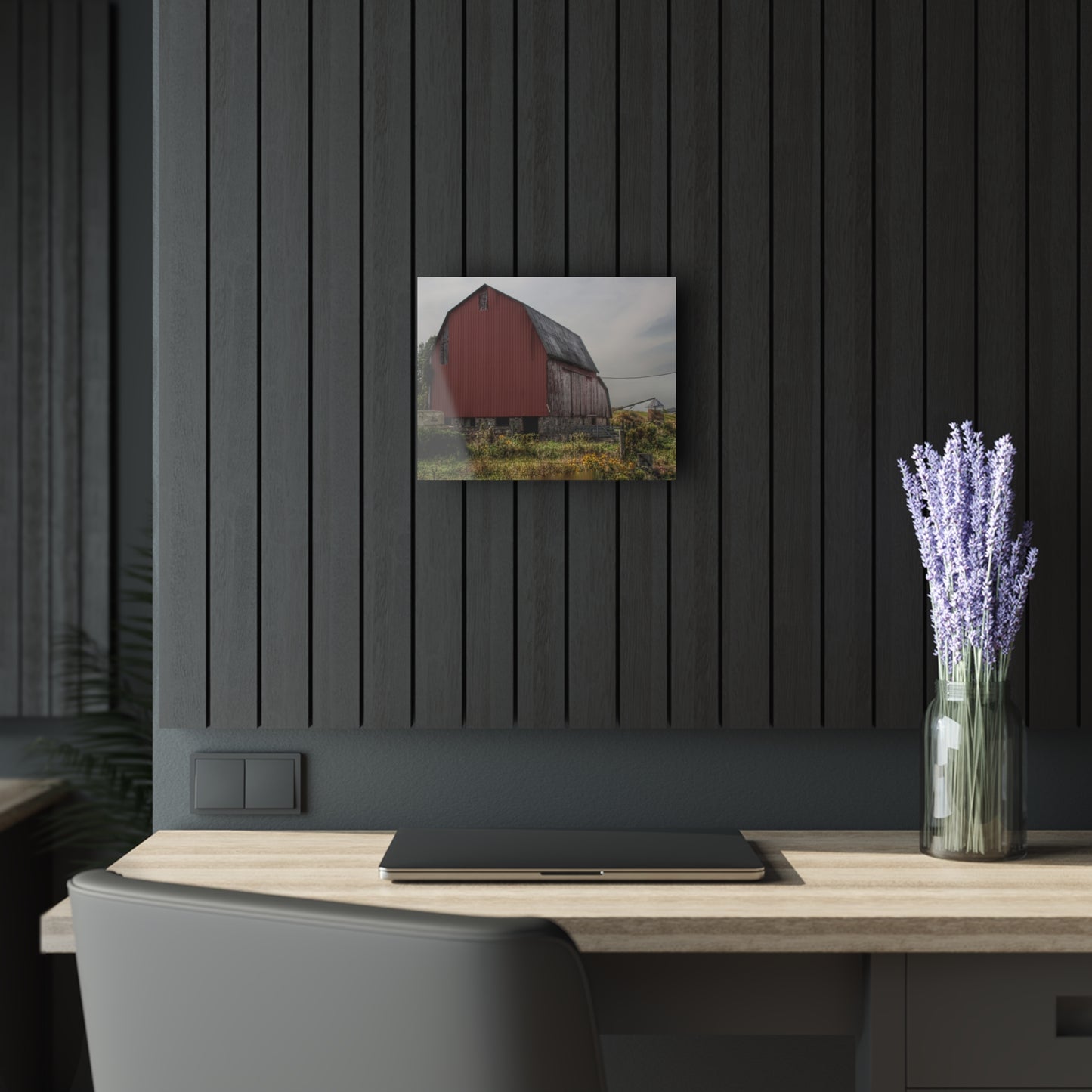 U R There Photography Roadside Stone Red Rustic Farmhouse Acrylic Wall Print