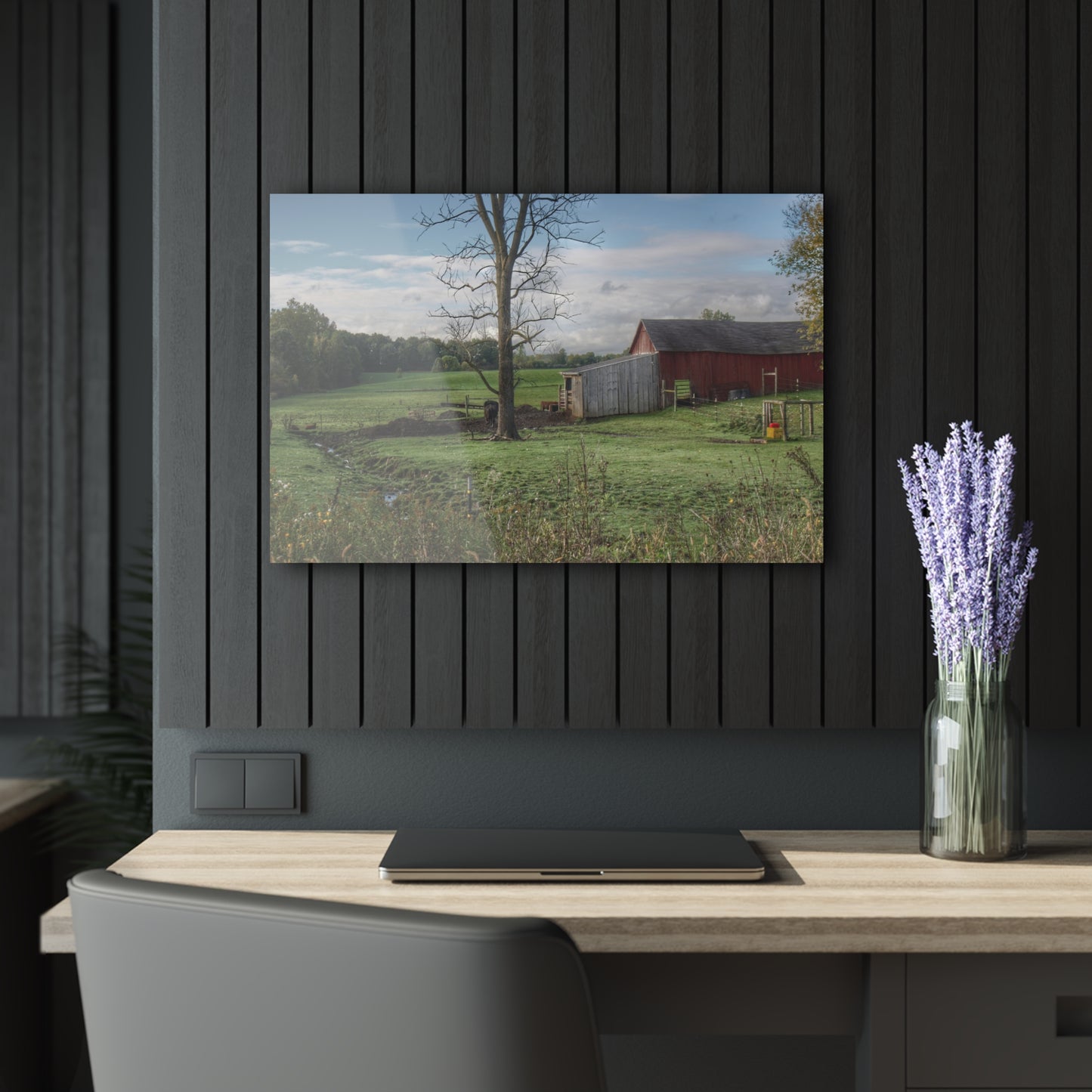 U R There Photography West Oregon Road Hidden Red III Rustic Farmhouse Acrylic Wall Print