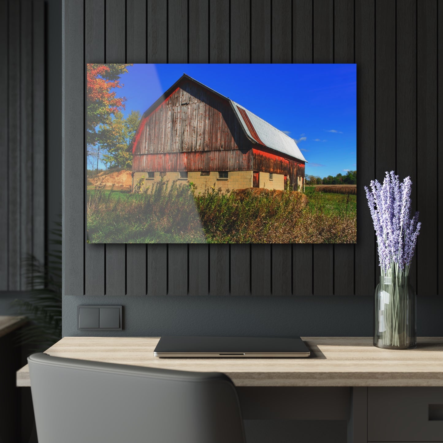 U R There Photography Byington Road Red II Rustic Farmhouse Acrylic Wall Print