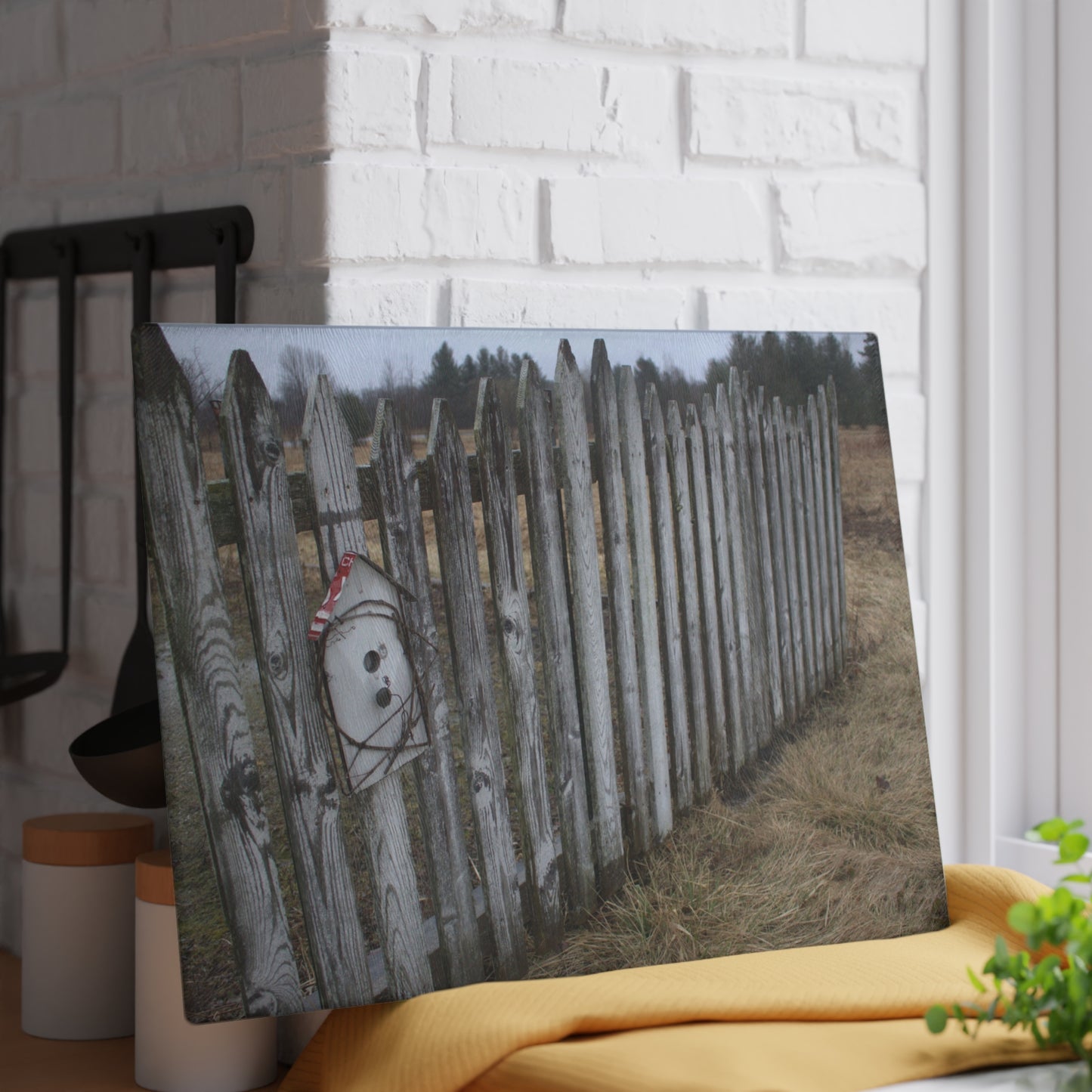 U R There Photography Country Fence Rustic Farmhouse Tempered-Glass Cutting Board