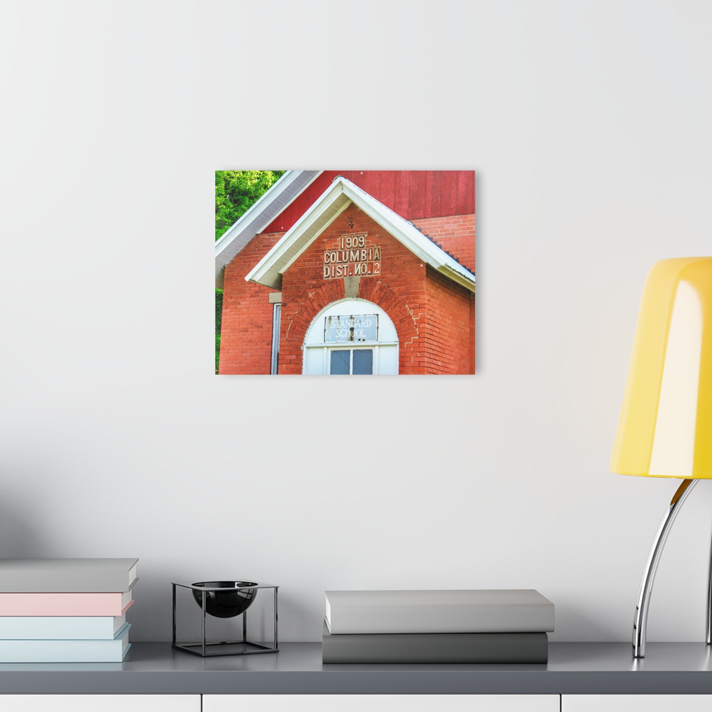 U R There Photography French Road Old Standard Schoolhouse II Rustic Farmhouse Acrylic Wall Print