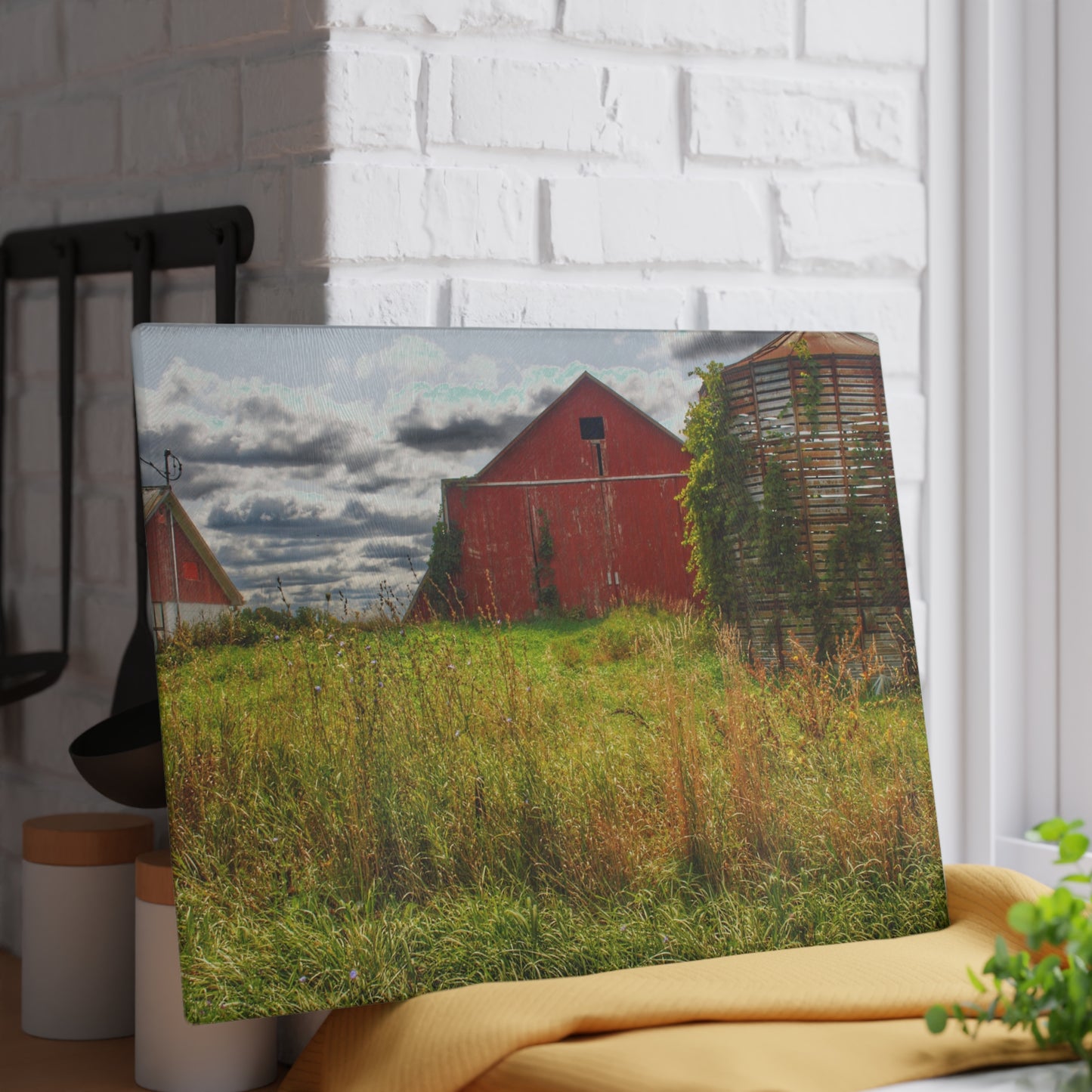 U R There Photography Roadside Relics Rustic Farmhouse Tempered-Glass Cutting Board
