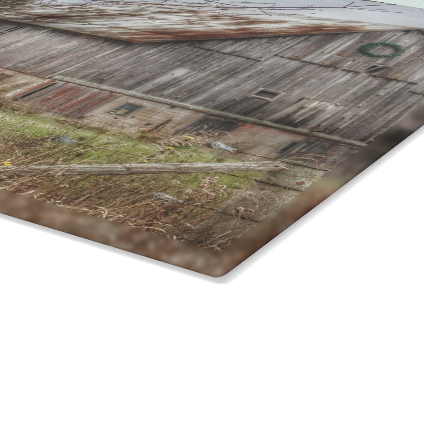 U R There Photography Churchill Christmas Barn I Rustic Farmhouse Tempered-Glass Cutting Board