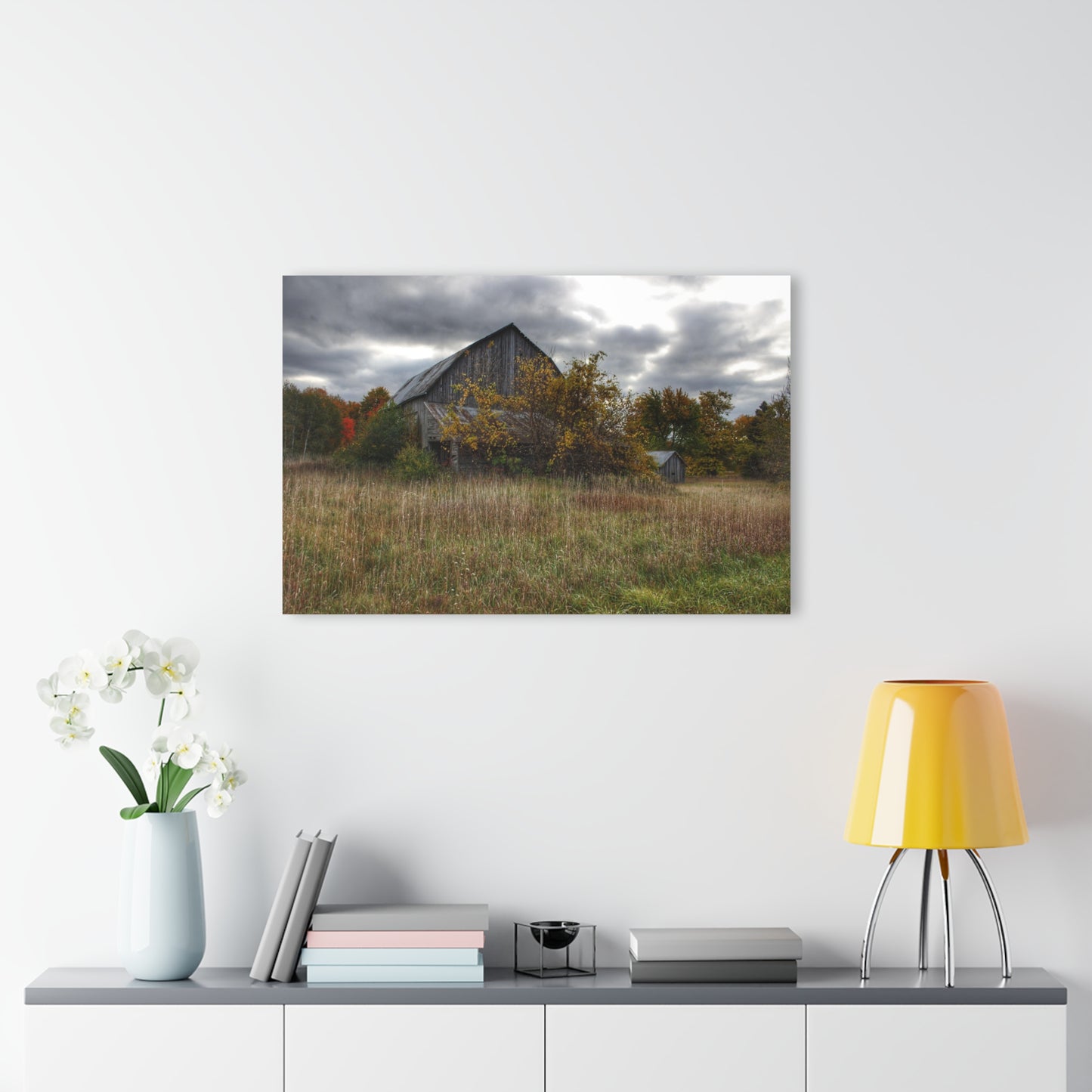 U R There Photography Church Road Grey V Rustic Farmhouse Acrylic Wall Print
