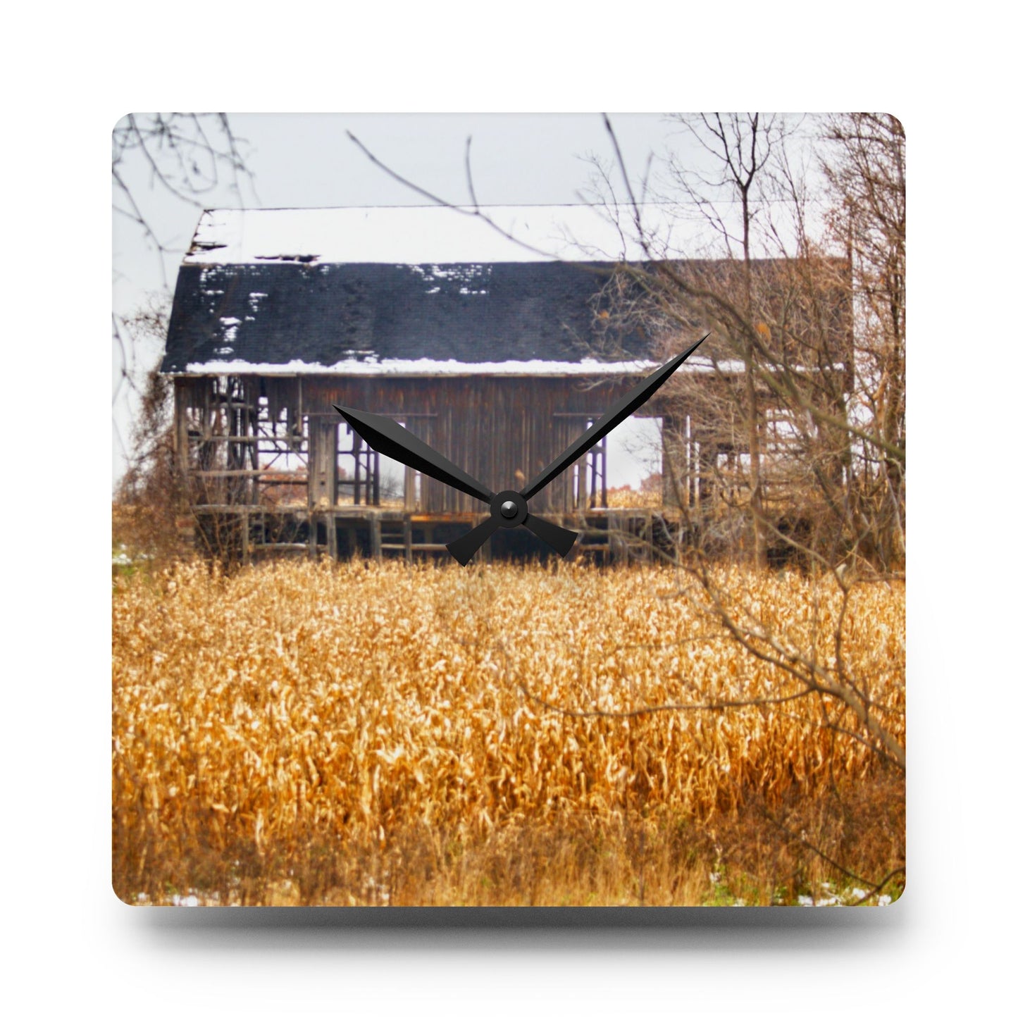 U R There Photography North Oxford Road Grey III Rustic Farmhouse Acrylic Analog Wall Clock