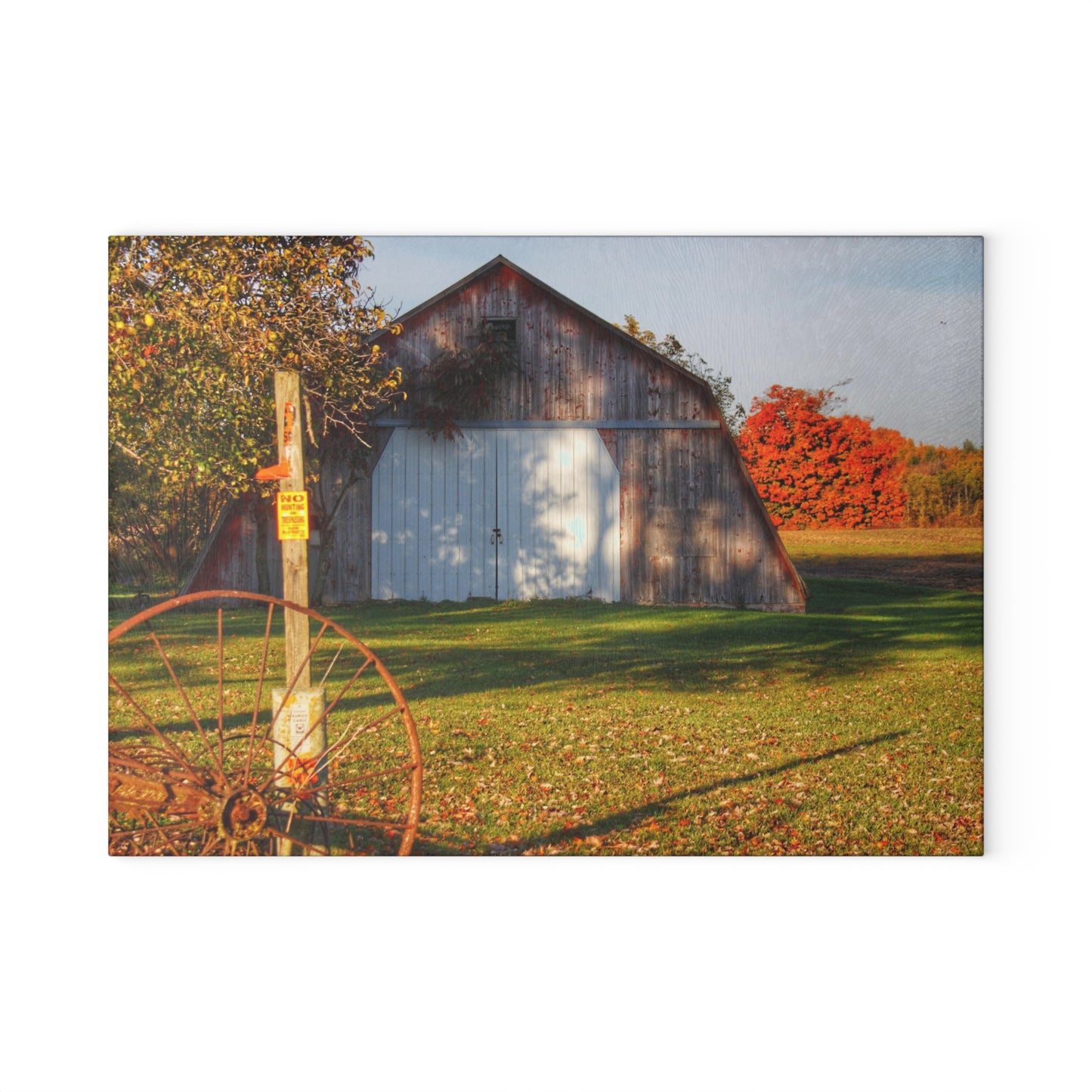 U R There Photography Cade Road Quonset Rustic Farmhouse Tempered-Glass Cutting Board