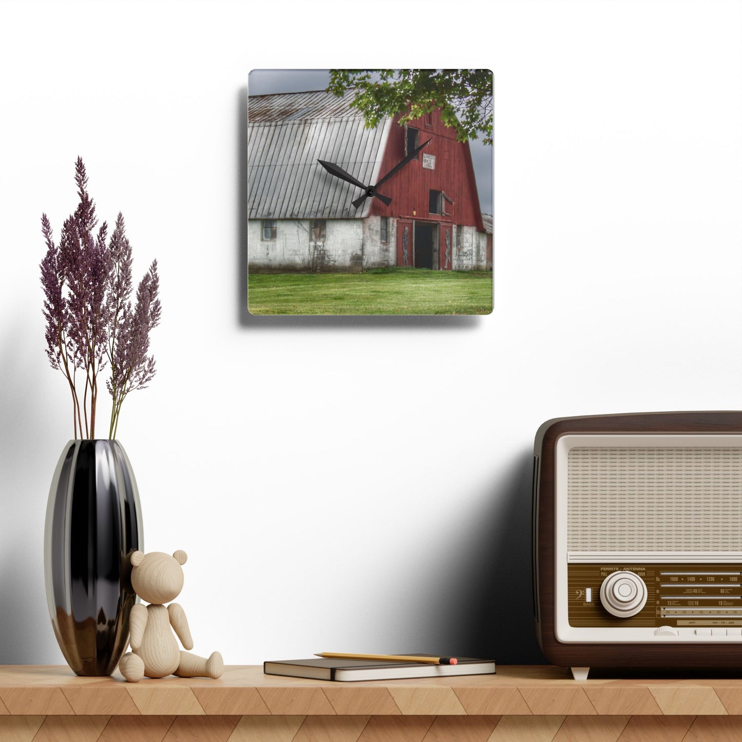 Rustic Farmhouse Wall Clock featuring Peters Red Appaloosa III