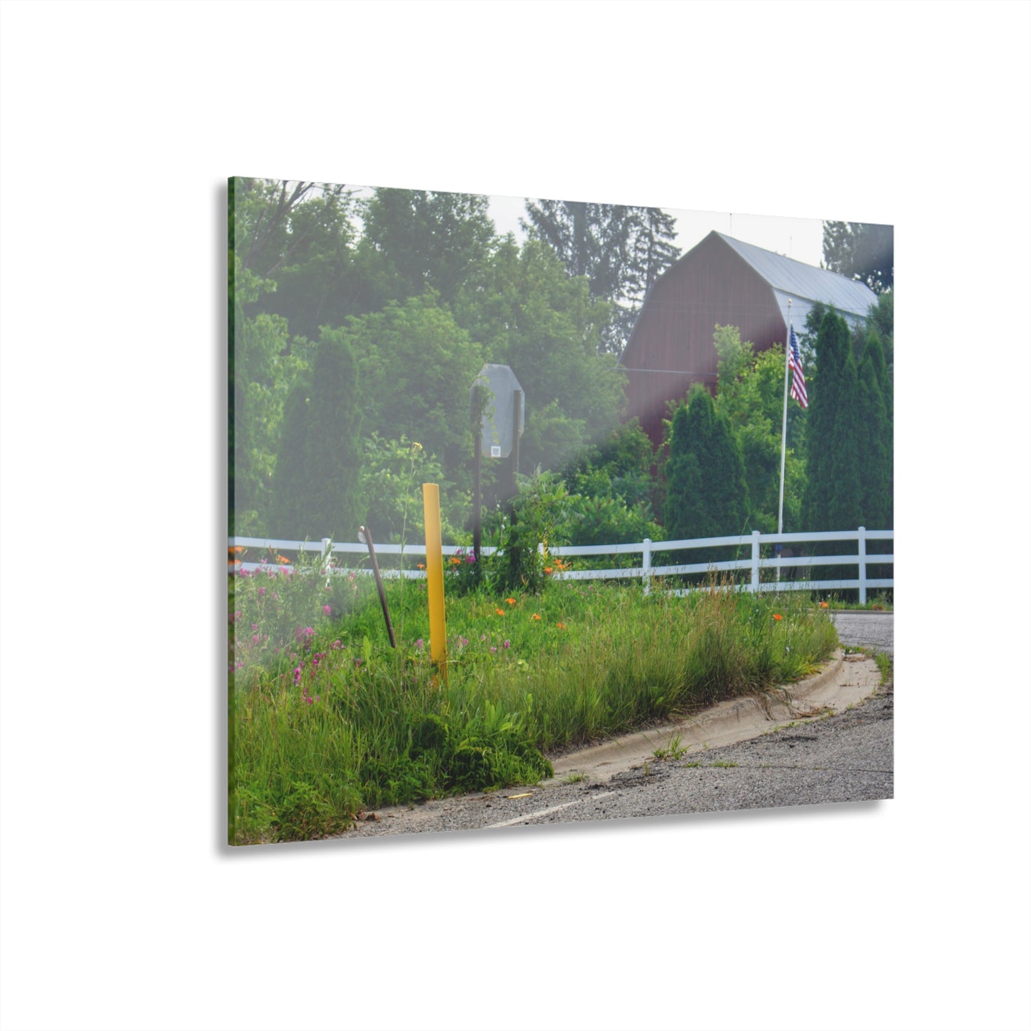 U R There Photography Sutton Road Red and Old Glory Rustic Farmhouse Acrylic Wall Print