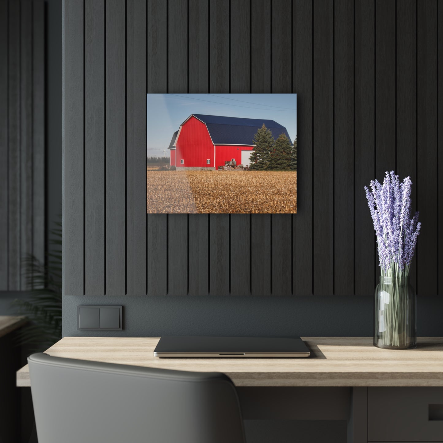 U R There Photography South Kirk Road Modern Red Rustic Farmhouse Acrylic Wall Print