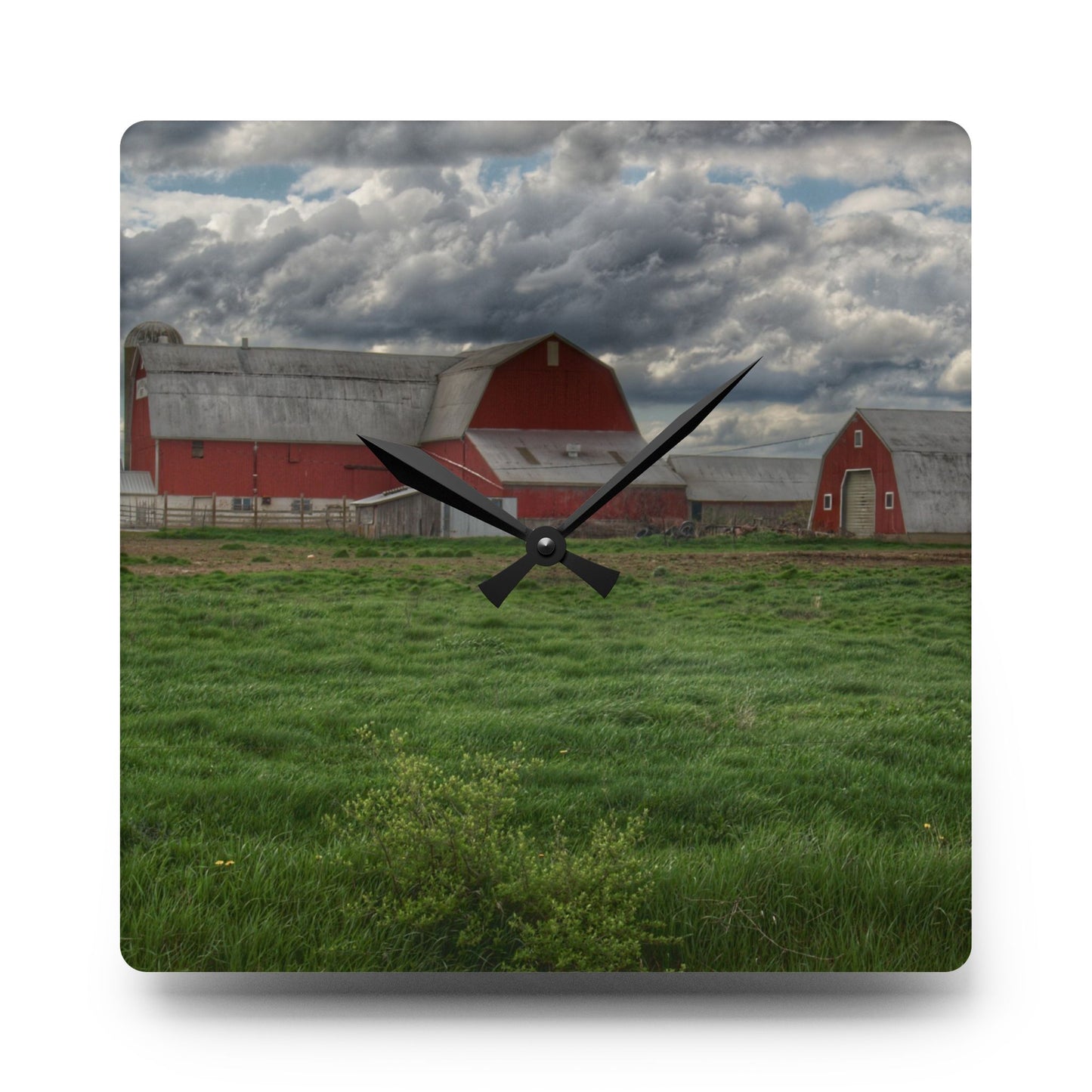 U R There Photography North Sandusky Reds Rustic Farmhouse Acrylic Analog Wall Clock