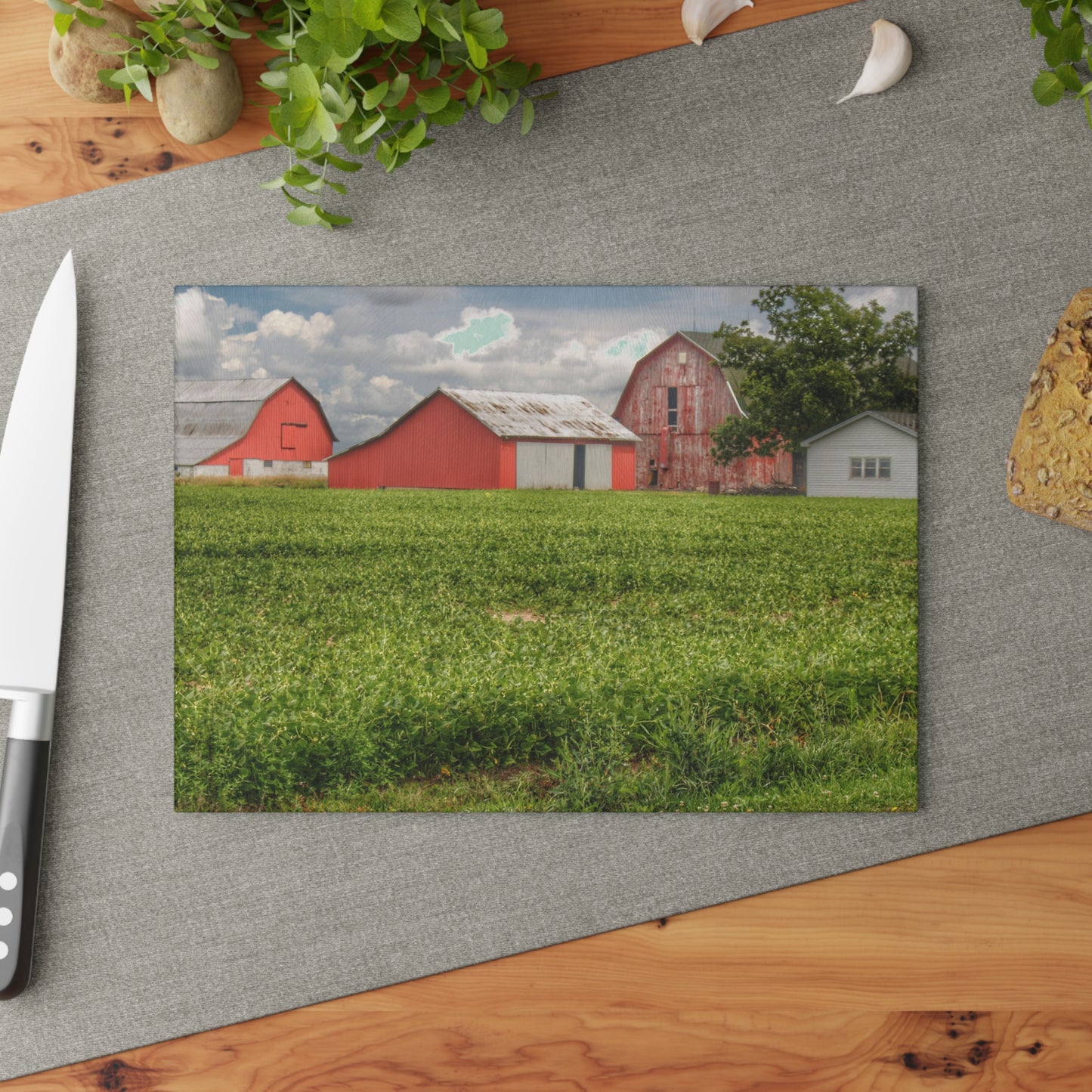 U R There Photography Roadside Trio Rustic Farmhouse Tempered-Glass Cutting Board