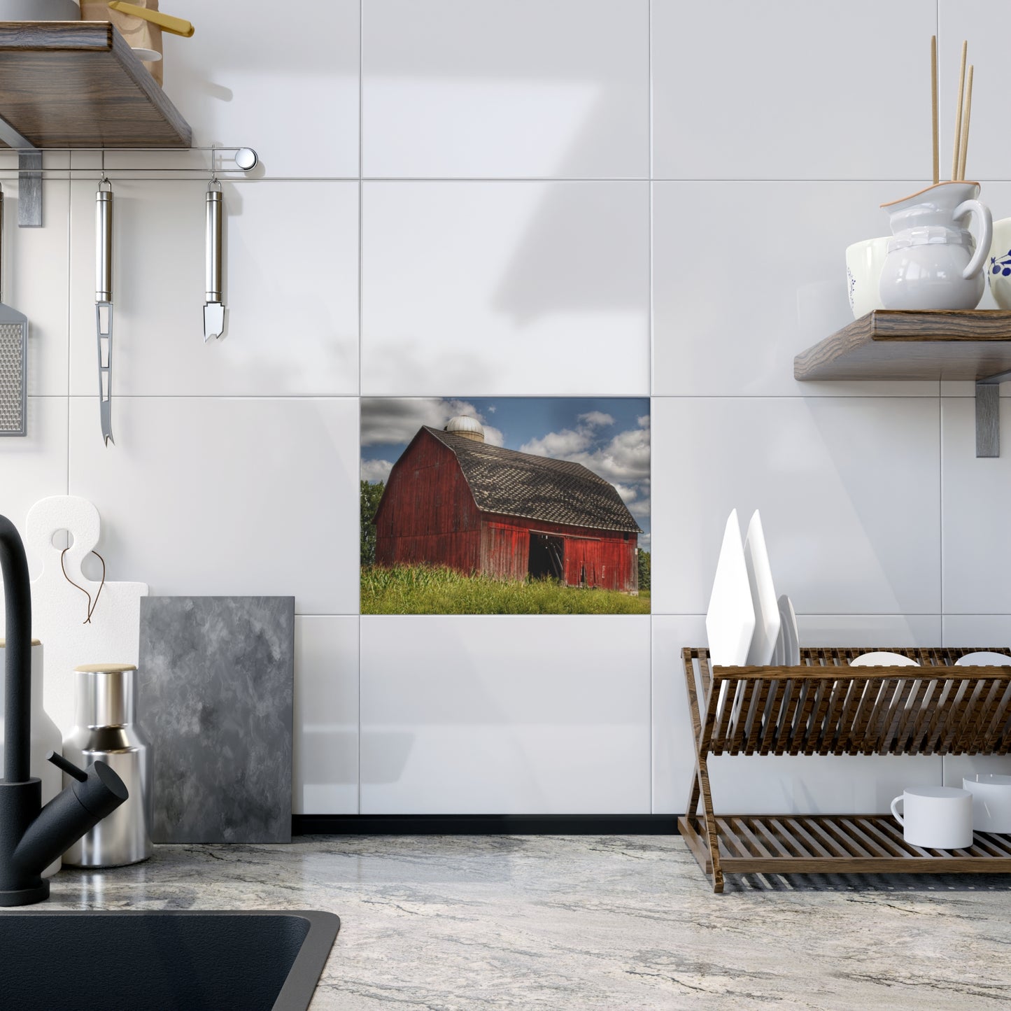 Rustic Farmhouse Wall Tile featuring Hollenbeck Road Red I