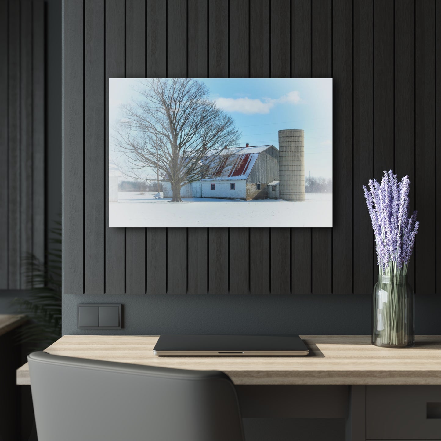 U R There Photography Barnes Road White Rustic Farmhouse Acrylic Wall Print