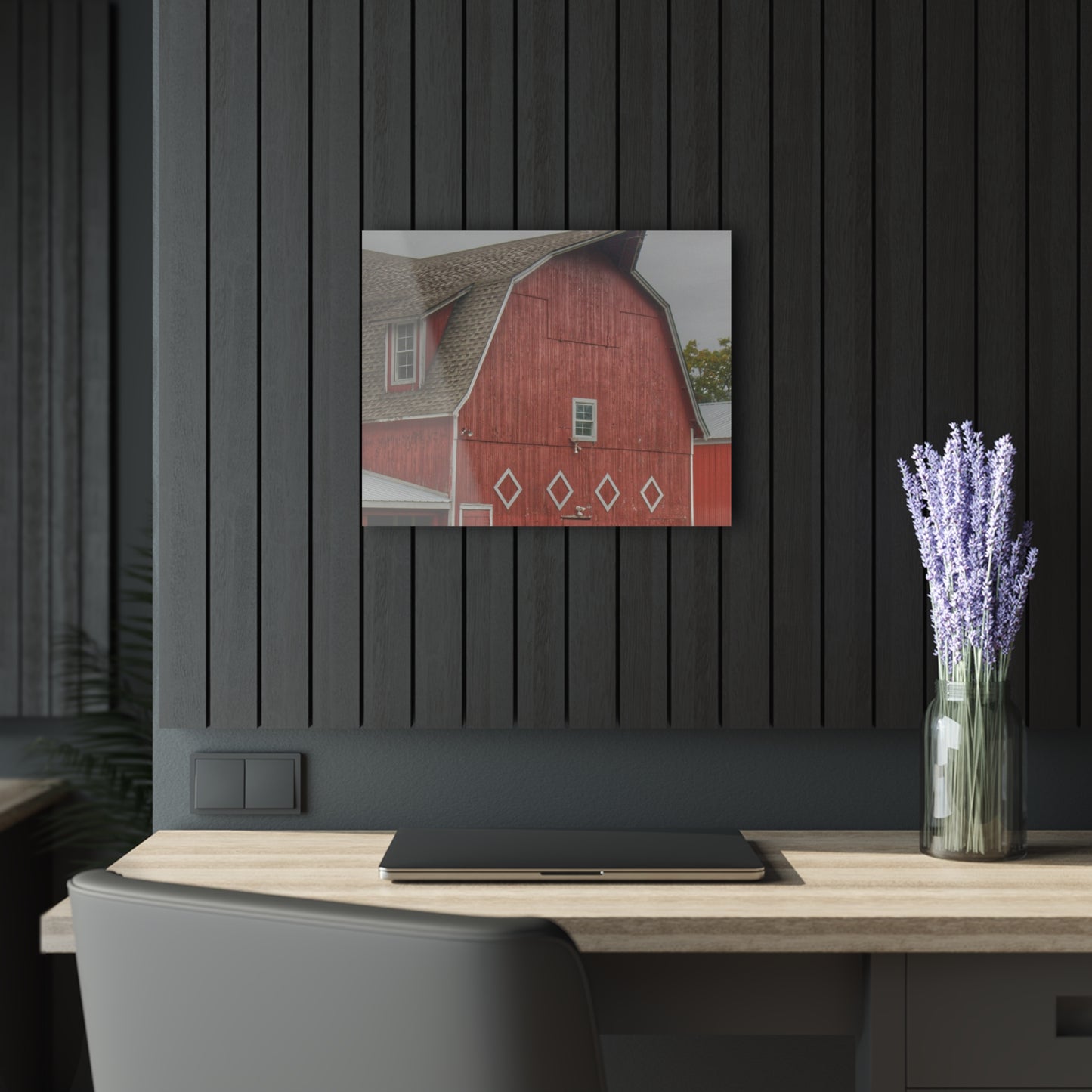 U R There Photography Brauer Road Red Rustic Farmhouse Acrylic Wall Print