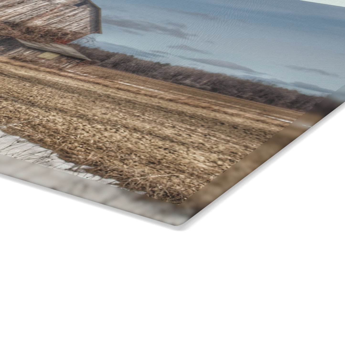 U R There Photography South Church Road Rusty Red Rustic Farmhouse Tempered-Glass Cutting Board
