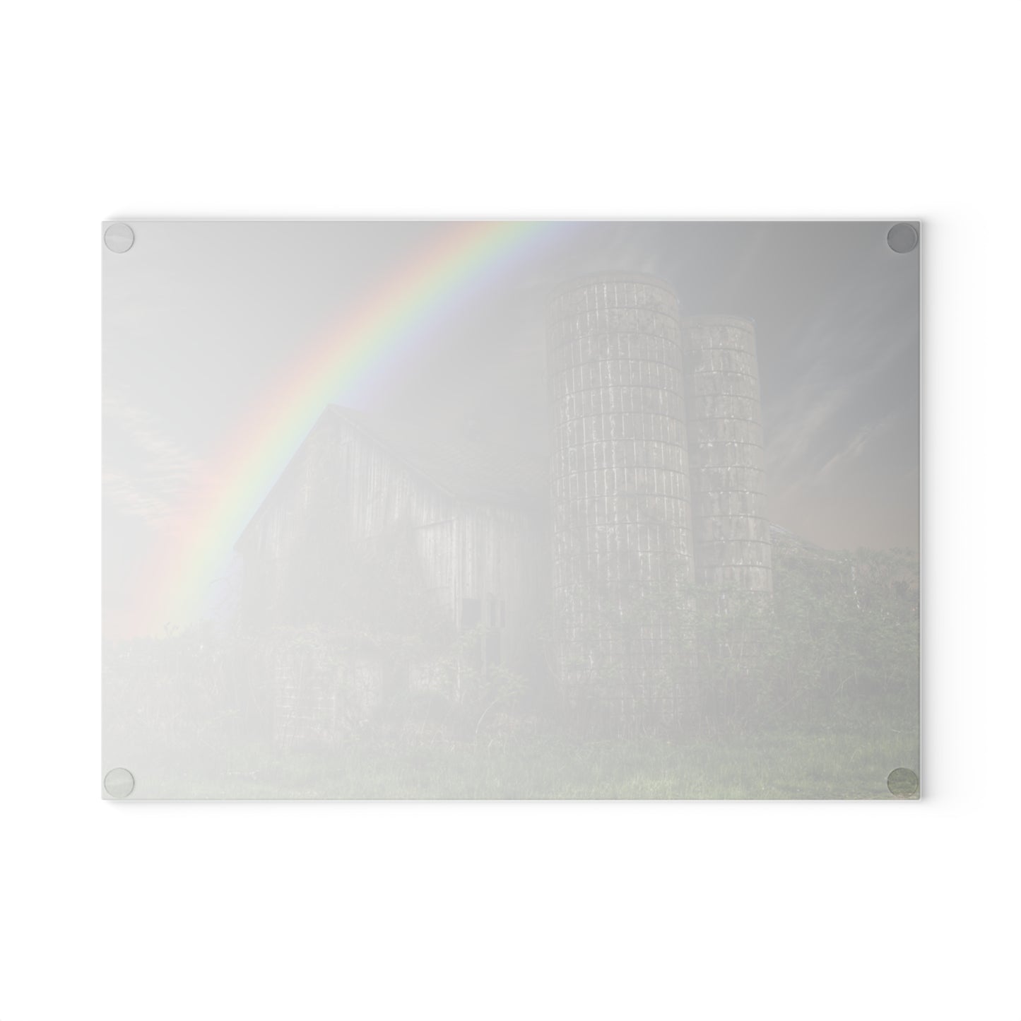 U R There Photography Somewhere Under the Rainbow Rustic Farmhouse Tempered-Glass Cutting Board