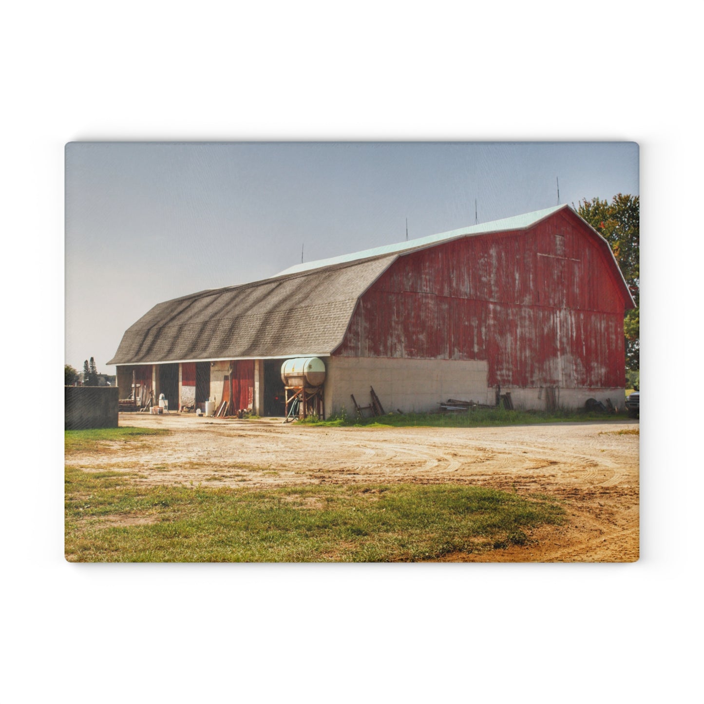 U R There Photography Quonset Barn Rustic Farmhouse Tempered-Glass Cutting Board