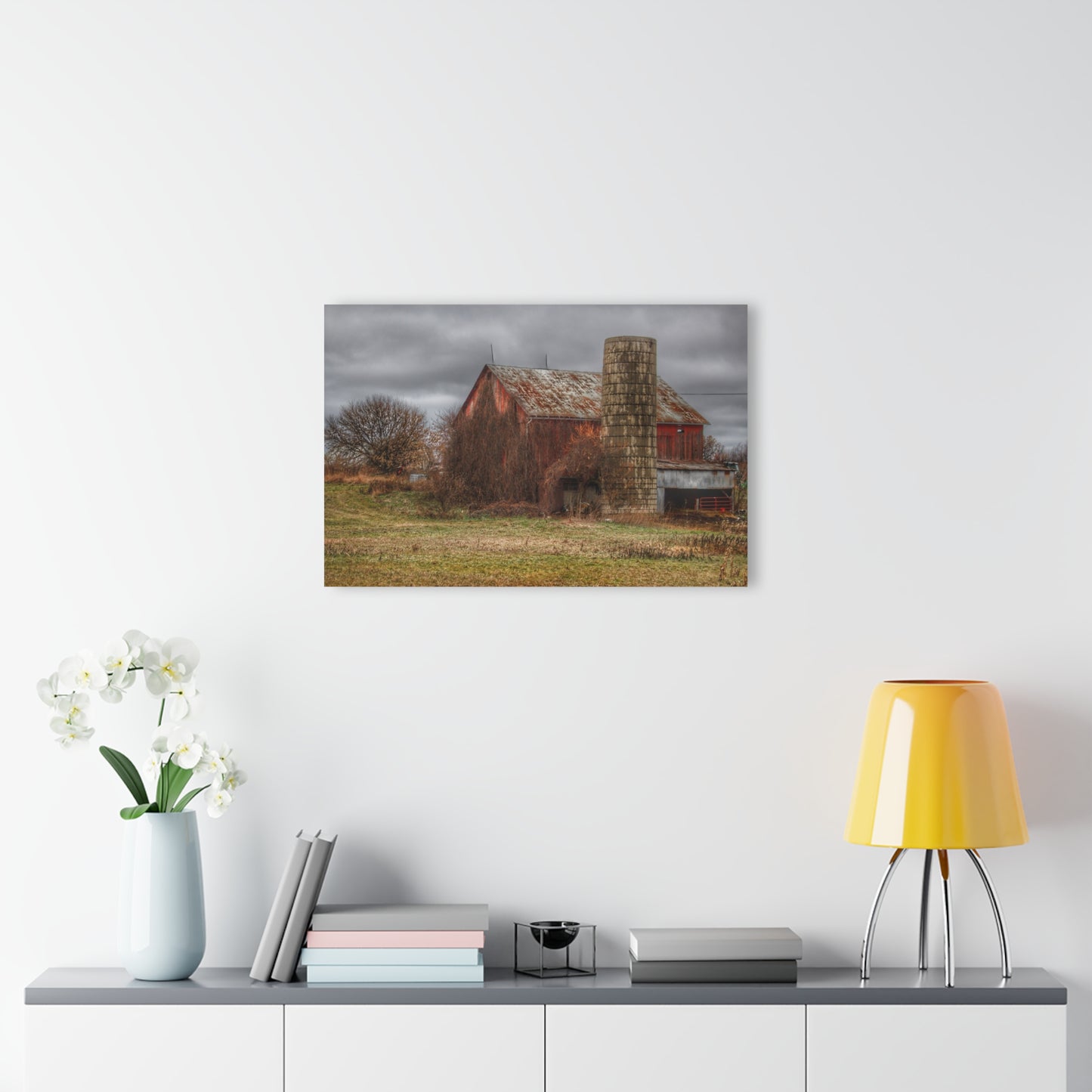 U R There Photography Slattery Road Old Red and Silo I Rustic Farmhouse Acrylic Wall Print