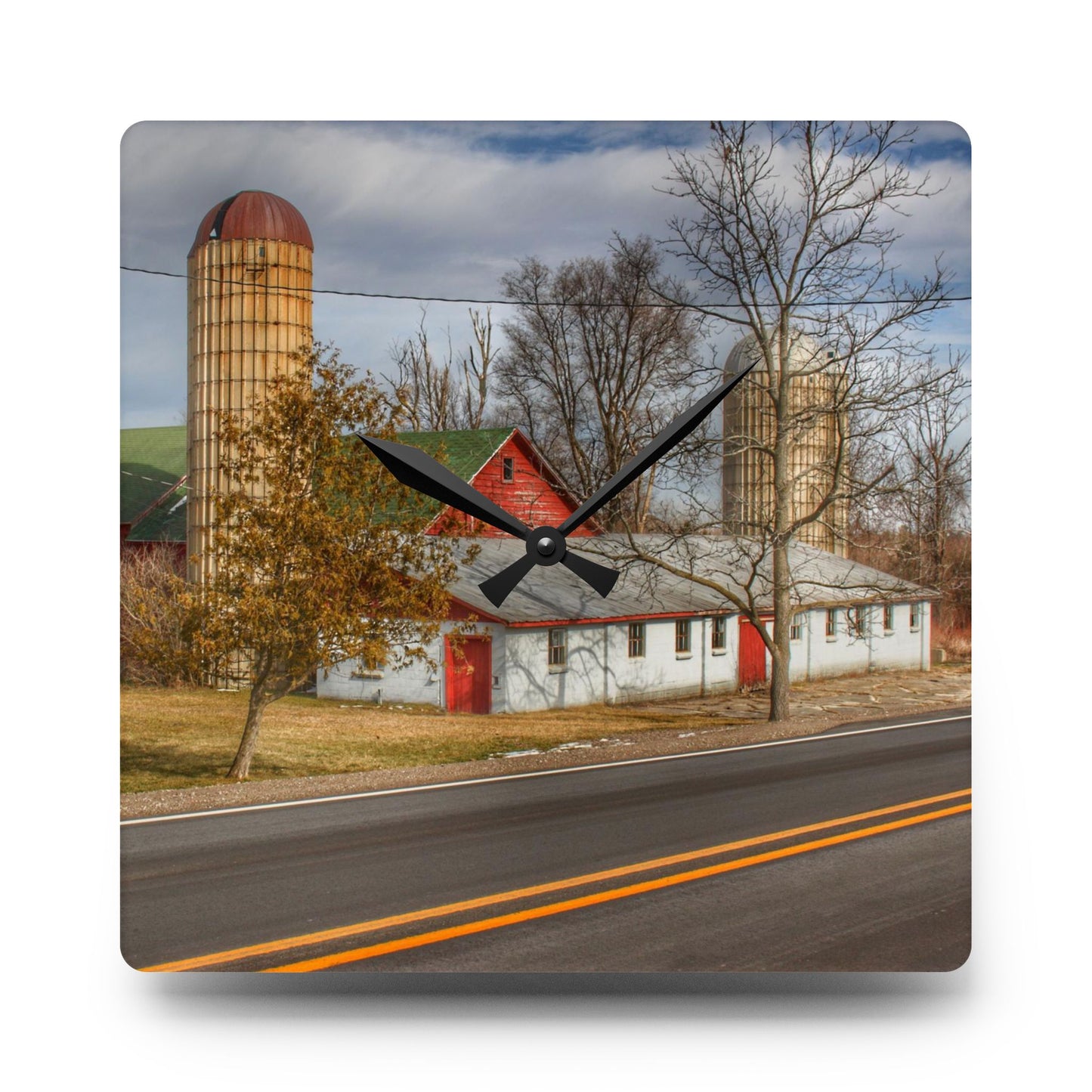 Rustic Farmhouse Wall Clock featuring Newark Road Red