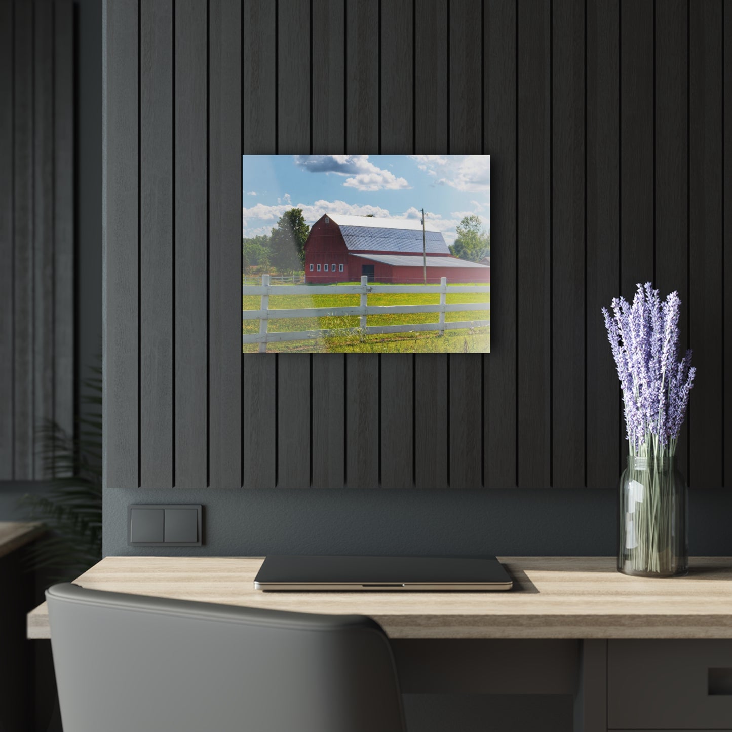 U R There Photography Burt Road Red Rustic Farmhouse Acrylic Wall Print