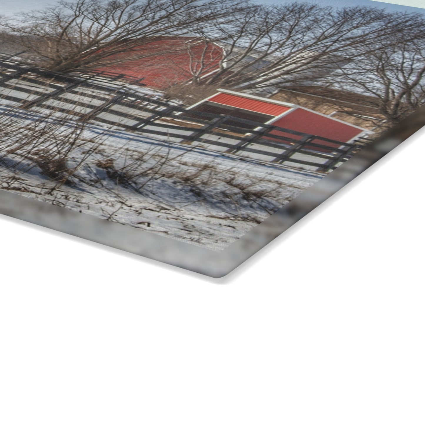 U R There Photography West Lake Road Red I Rustic Farmhouse Tempered-Glass Cutting Board