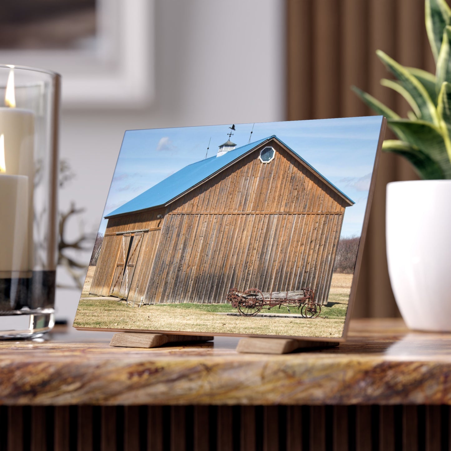 U R There Photography Barn and Buggy Rustic Farmhouse Decorative Ceramic Tile