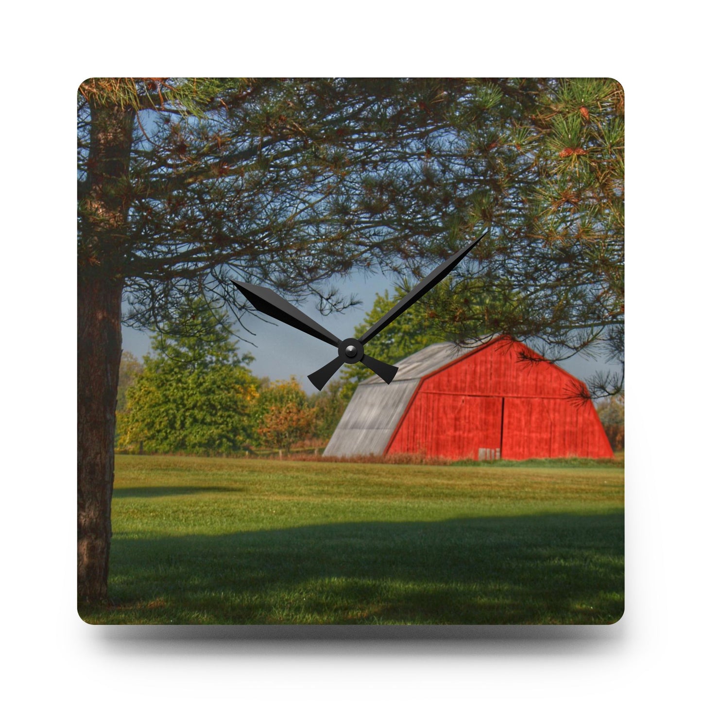 Rustic Farmhouse Wall Clock featuring Peppermill Road Hidden Red
