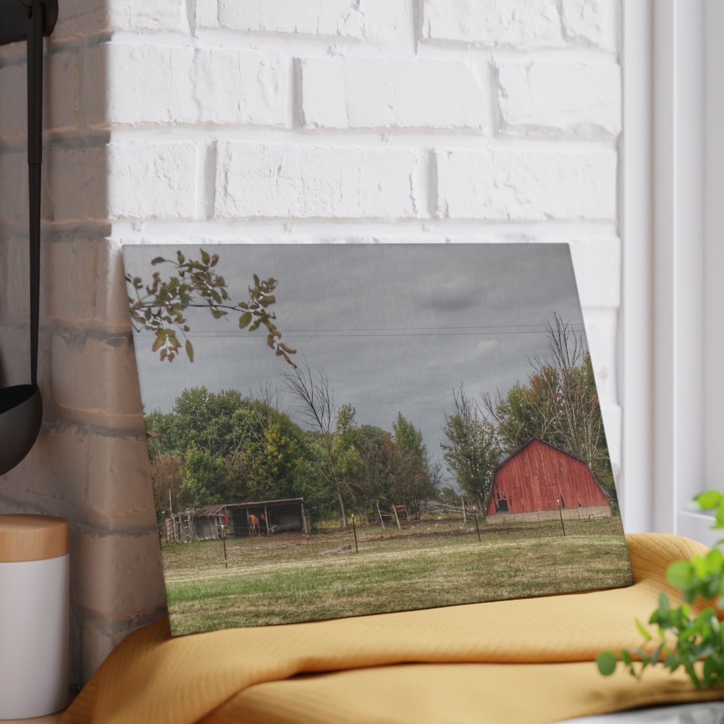 U R There Photography Petz Road Farm Rustic Farmhouse Tempered-Glass Cutting Board