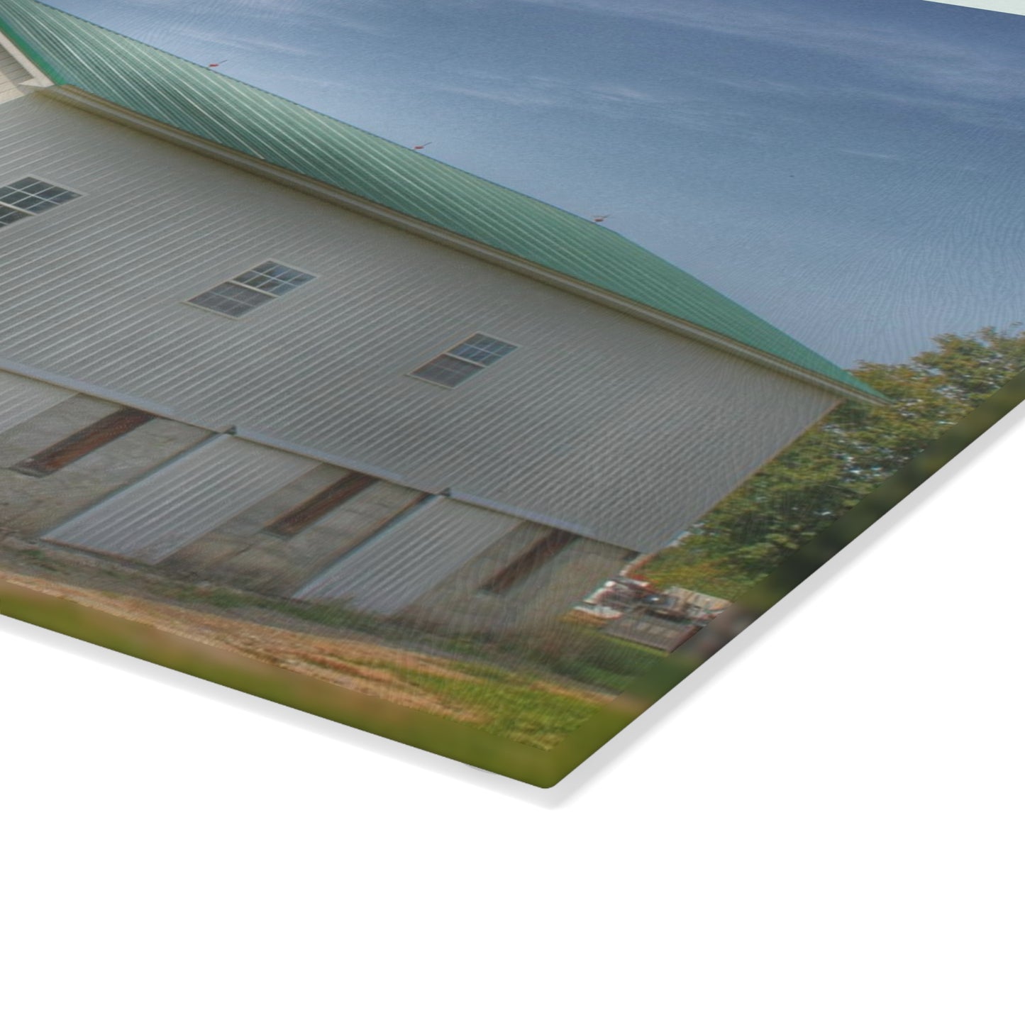U R There Photography Phelps Road Lighthouse Barn I Rustic Farmhouse Tempered-Glass Cutting Board