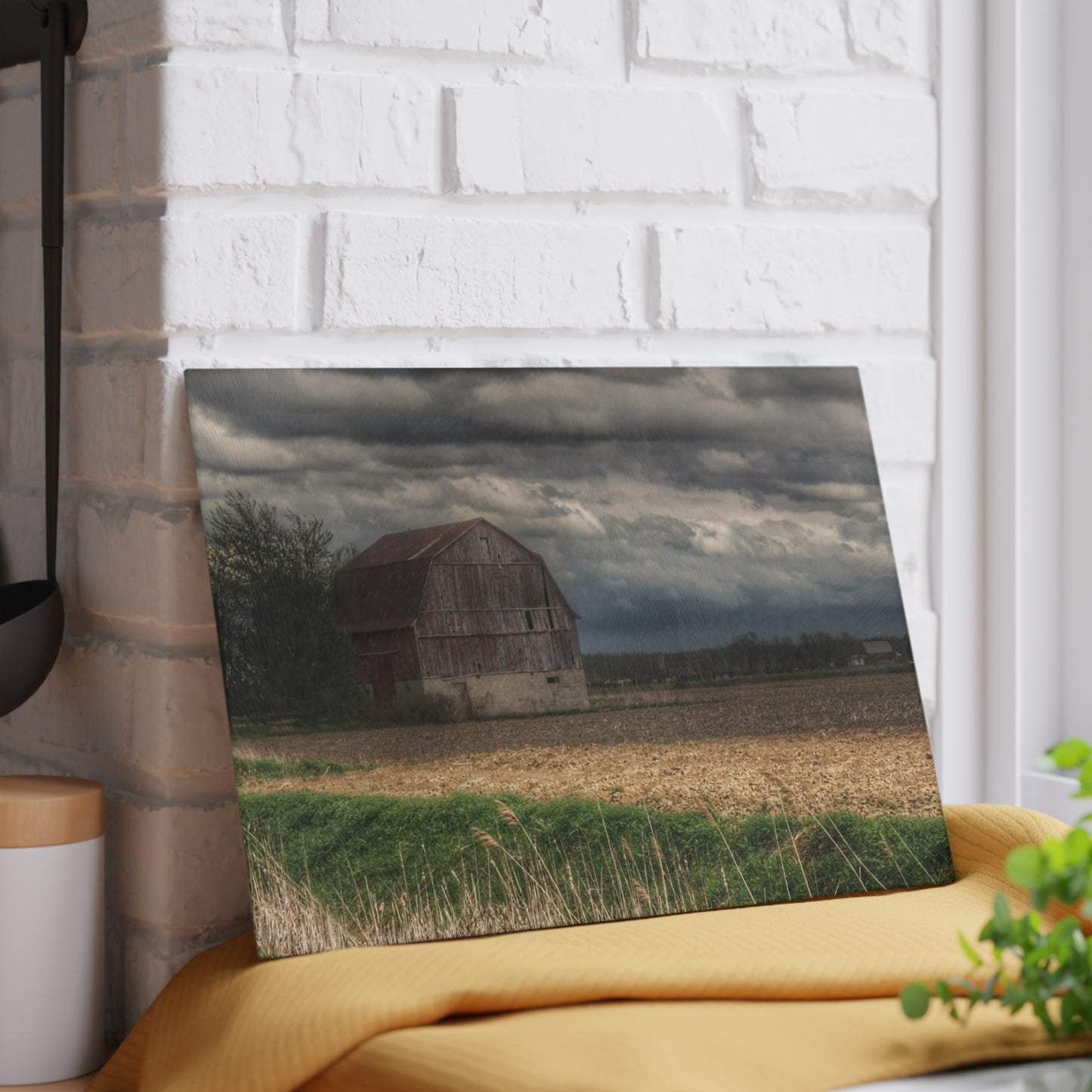 U R There Photography Sandusky Grey I Rustic Farmhouse Tempered-Glass Cutting Board