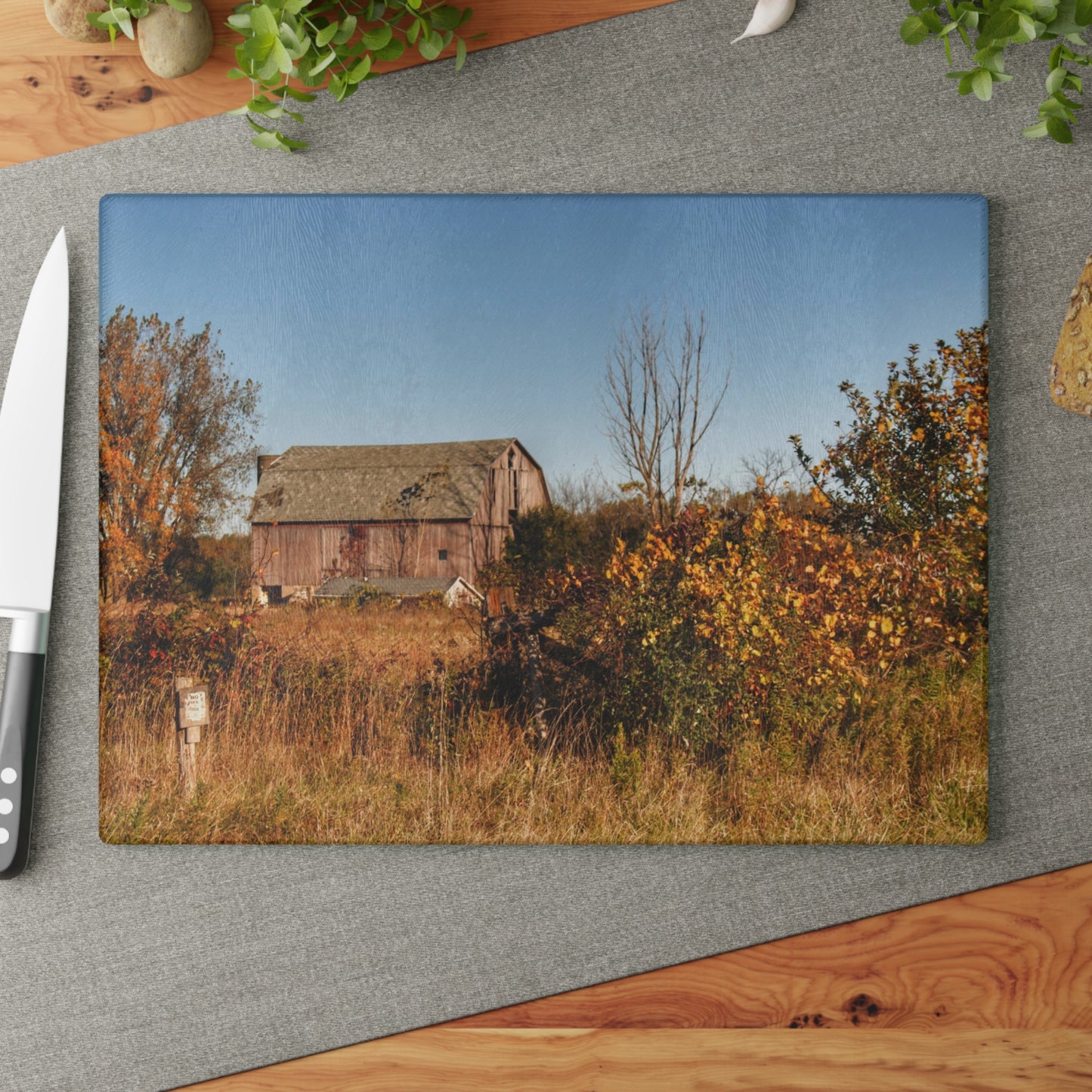 U R There Photography Clothier Road Red I Rustic Farmhouse Tempered-Glass Cutting Board