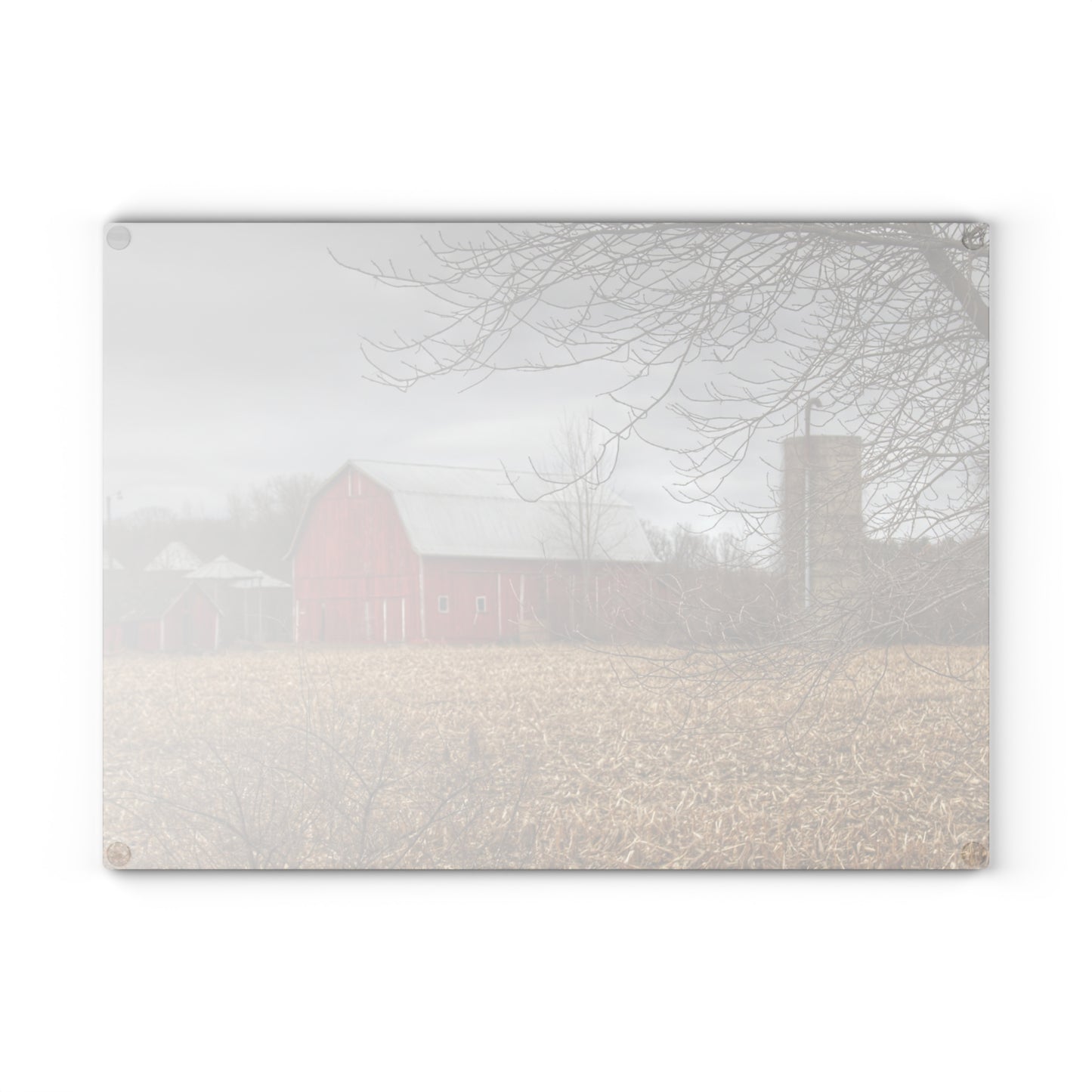 U R There Photography Barns of Arbela I Rustic Farmhouse Tempered-Glass Cutting Board