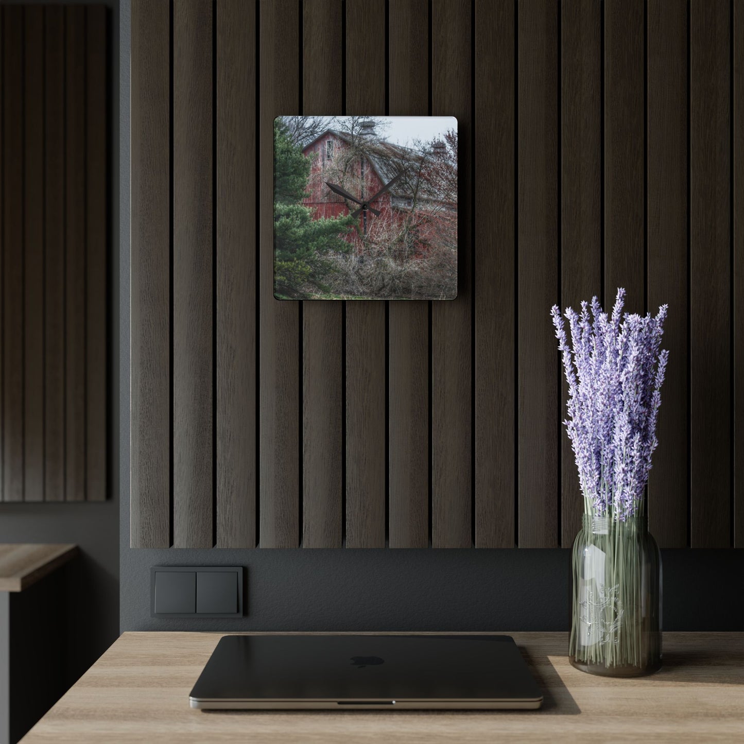 U R There Photography Morris Road Hidden Rustic Farmhouse Acrylic Analog Wall Clock