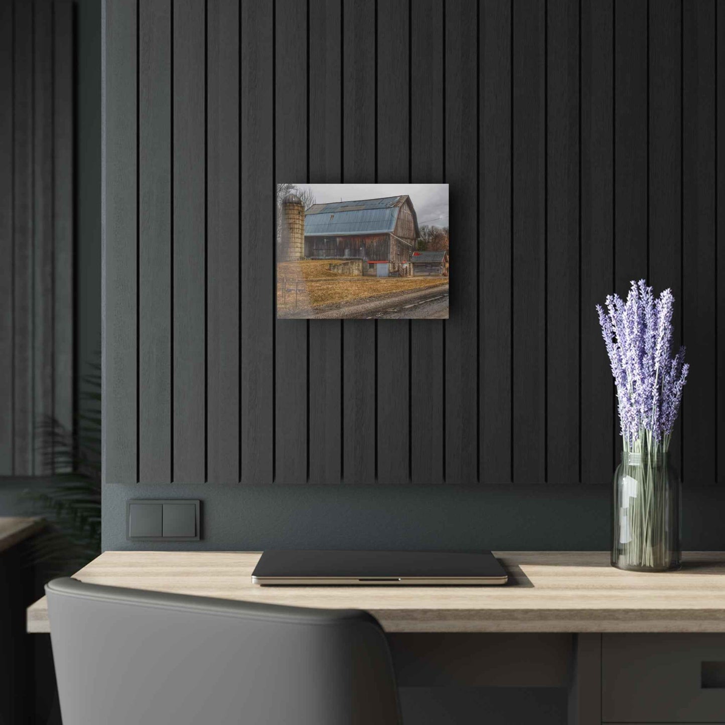 U R There Photography Seymour Lakes Roadside Grey Rustic Farmhouse Acrylic Wall Print