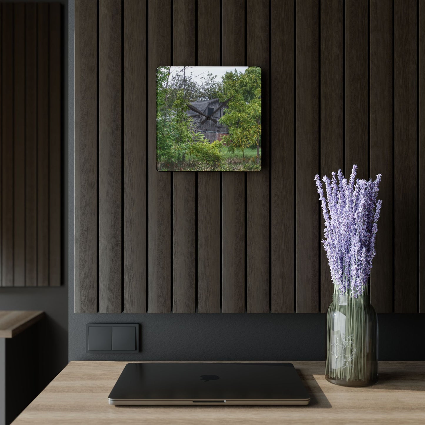U R There Photography Hayes Road Hidden I Rustic Farmhouse Acrylic Analog Wall Clock