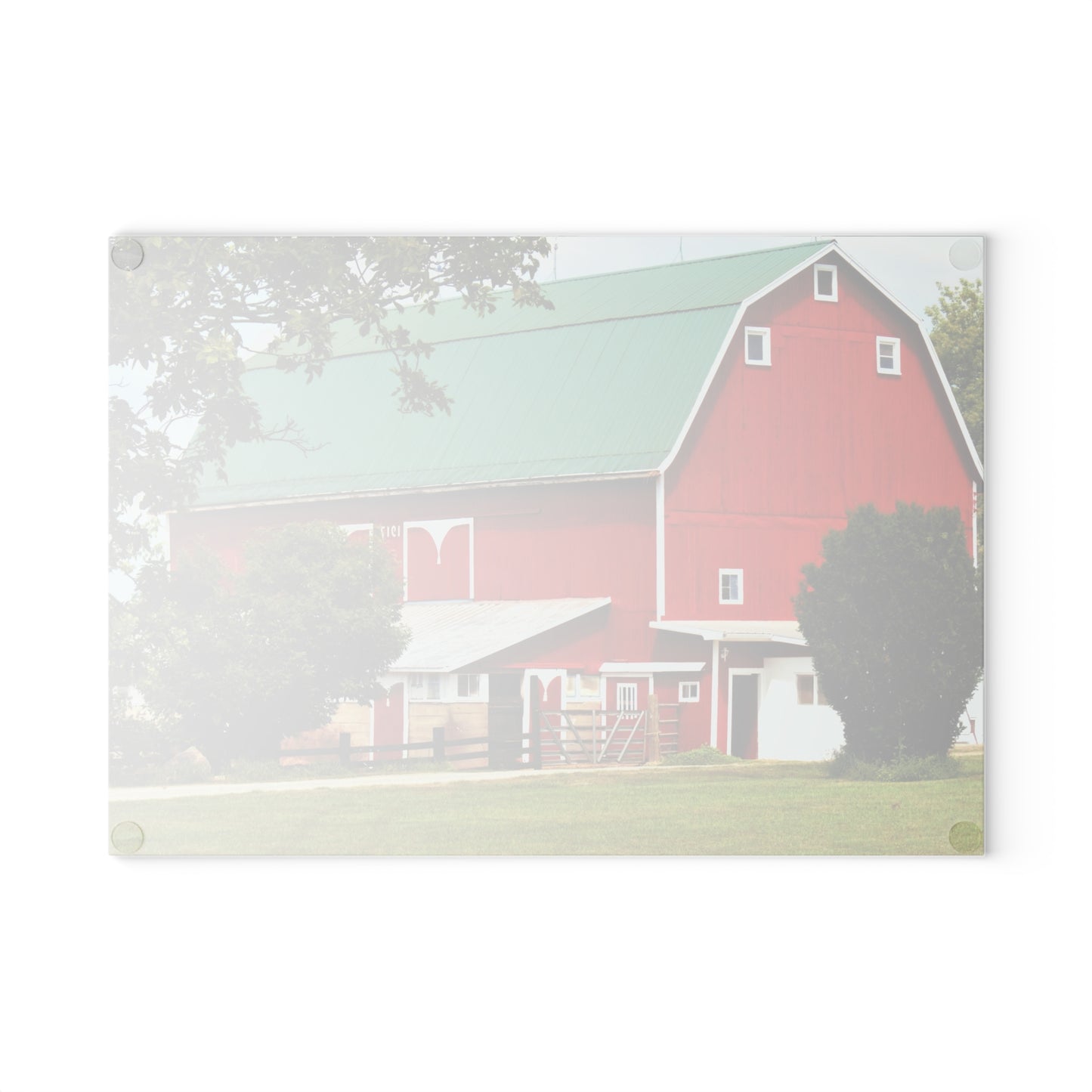 U R There Photography Stewart Road Red II Rustic Farmhouse Tempered-Glass Cutting Board