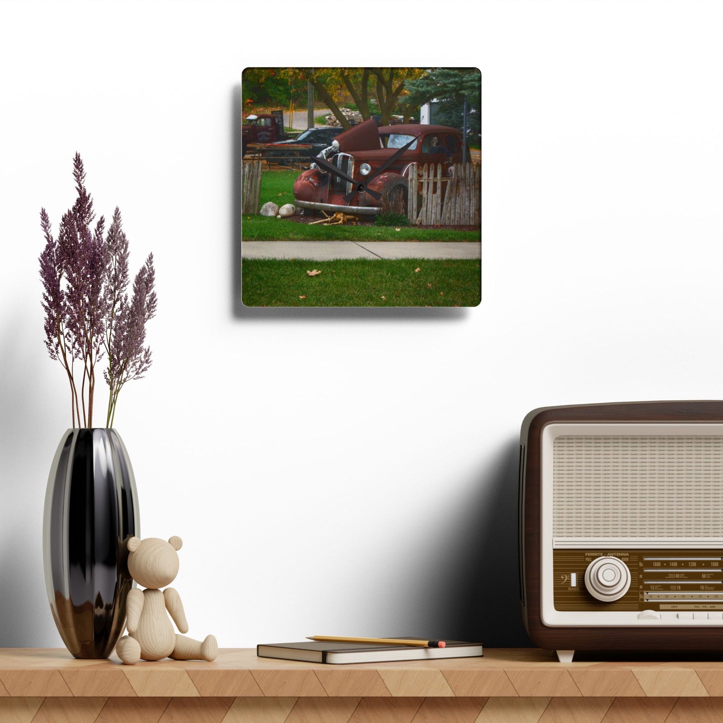U R There Photography Oak Road Metamora Mechanics Rustic Farmhouse Acrylic Analog Wall Clock