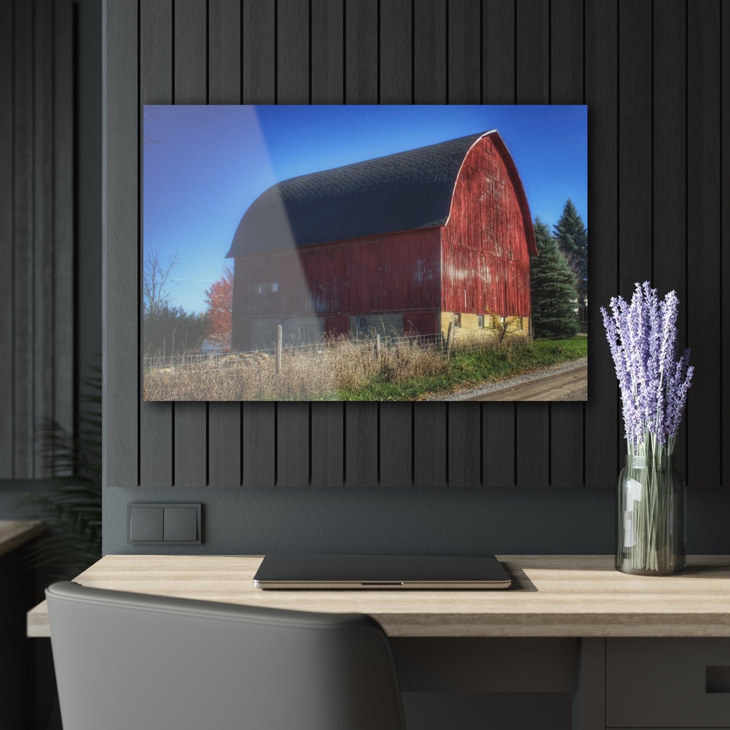 U R There Photography Big Roadside Red Rustic Farmhouse Acrylic Wall Print