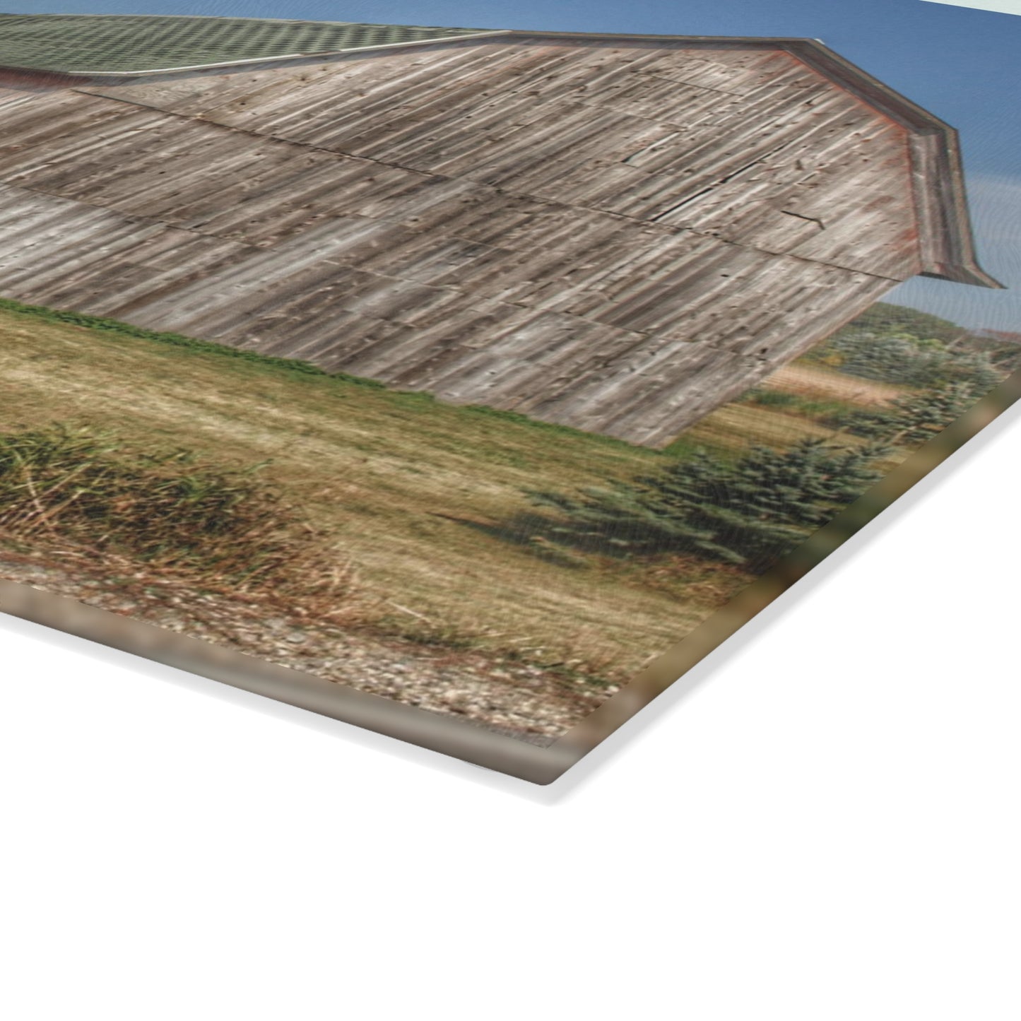 U R There Photography Vassar Road Grey Rustic Farmhouse Tempered-Glass Cutting Board