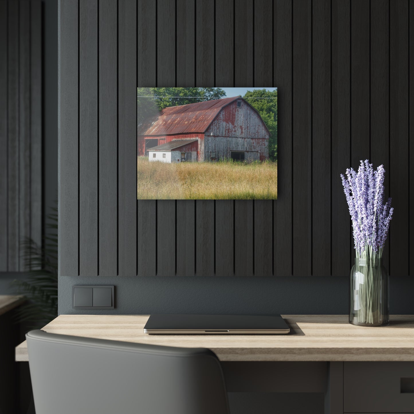 U R There Photography Scott Road Red Rustic Farmhouse Acrylic Wall Print